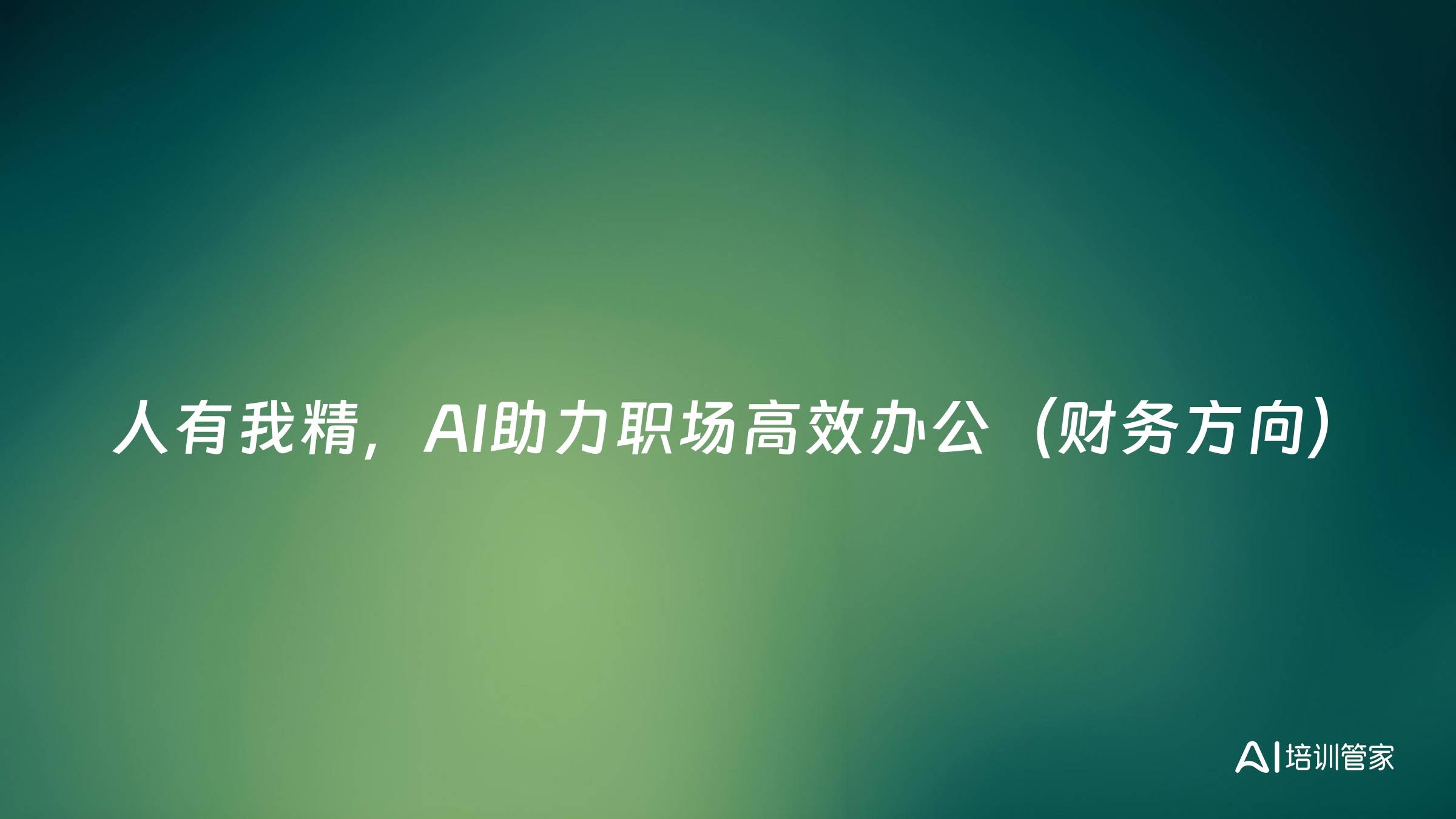 人有我精，AI助力职场高效办公（财务方向）