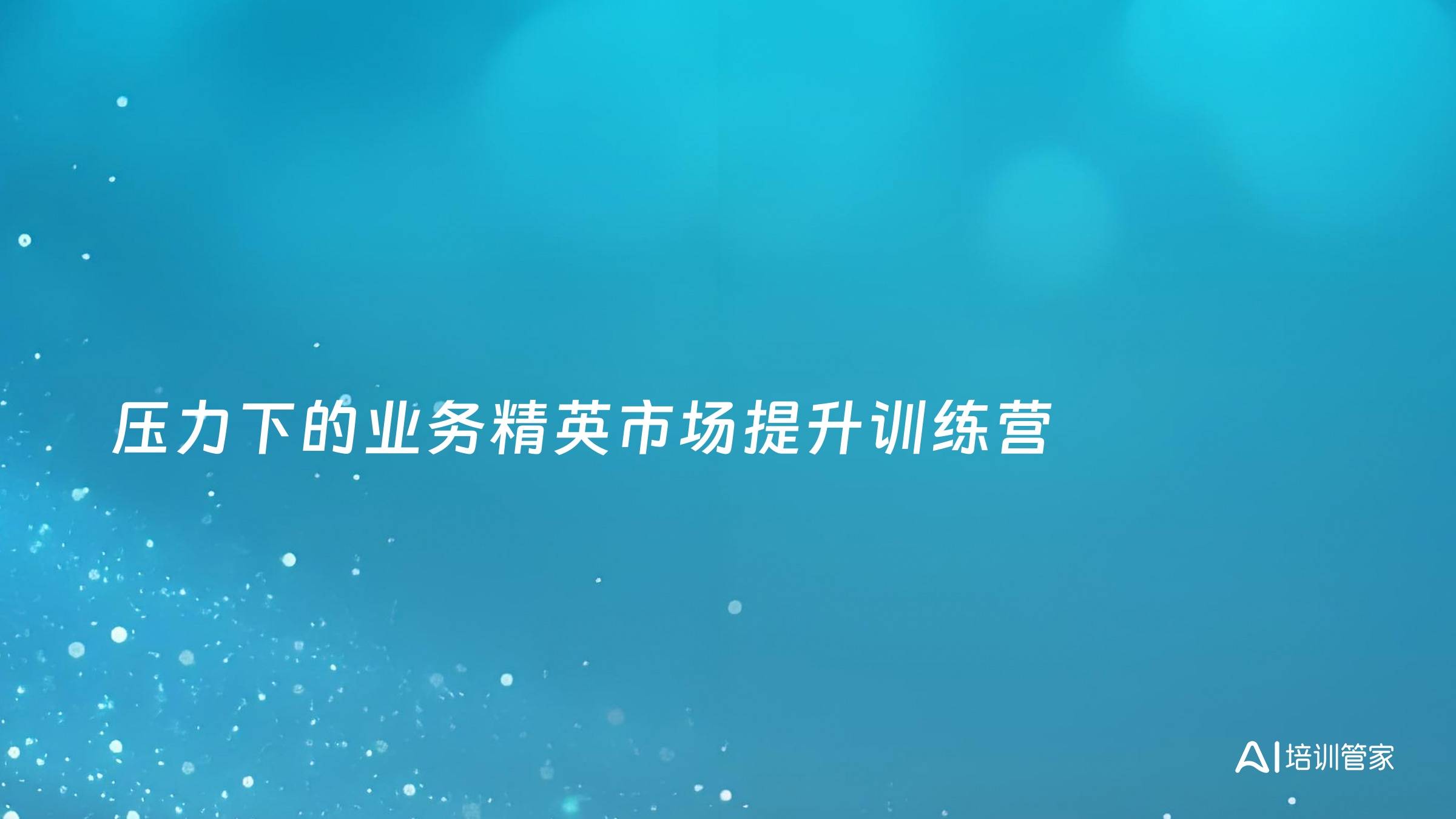 压力下的业务精英市场提升训练营