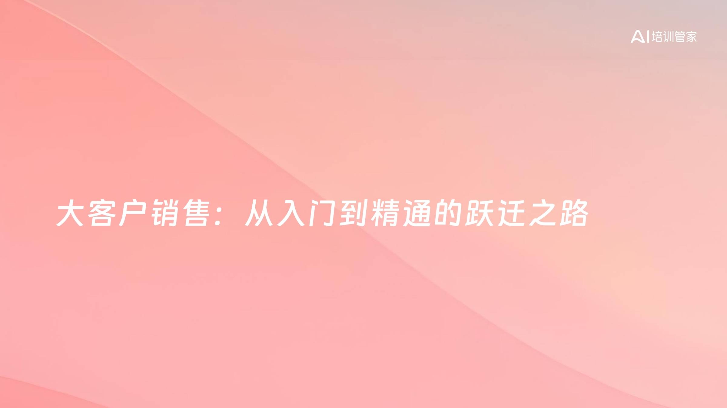 大客户销售：从入门到精通的跃迁之路