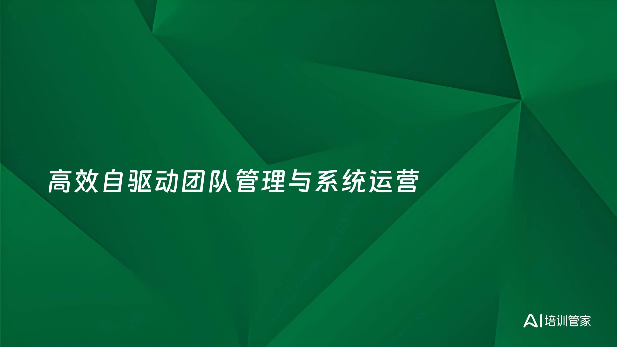 高效自驱动团队管理与系统运营