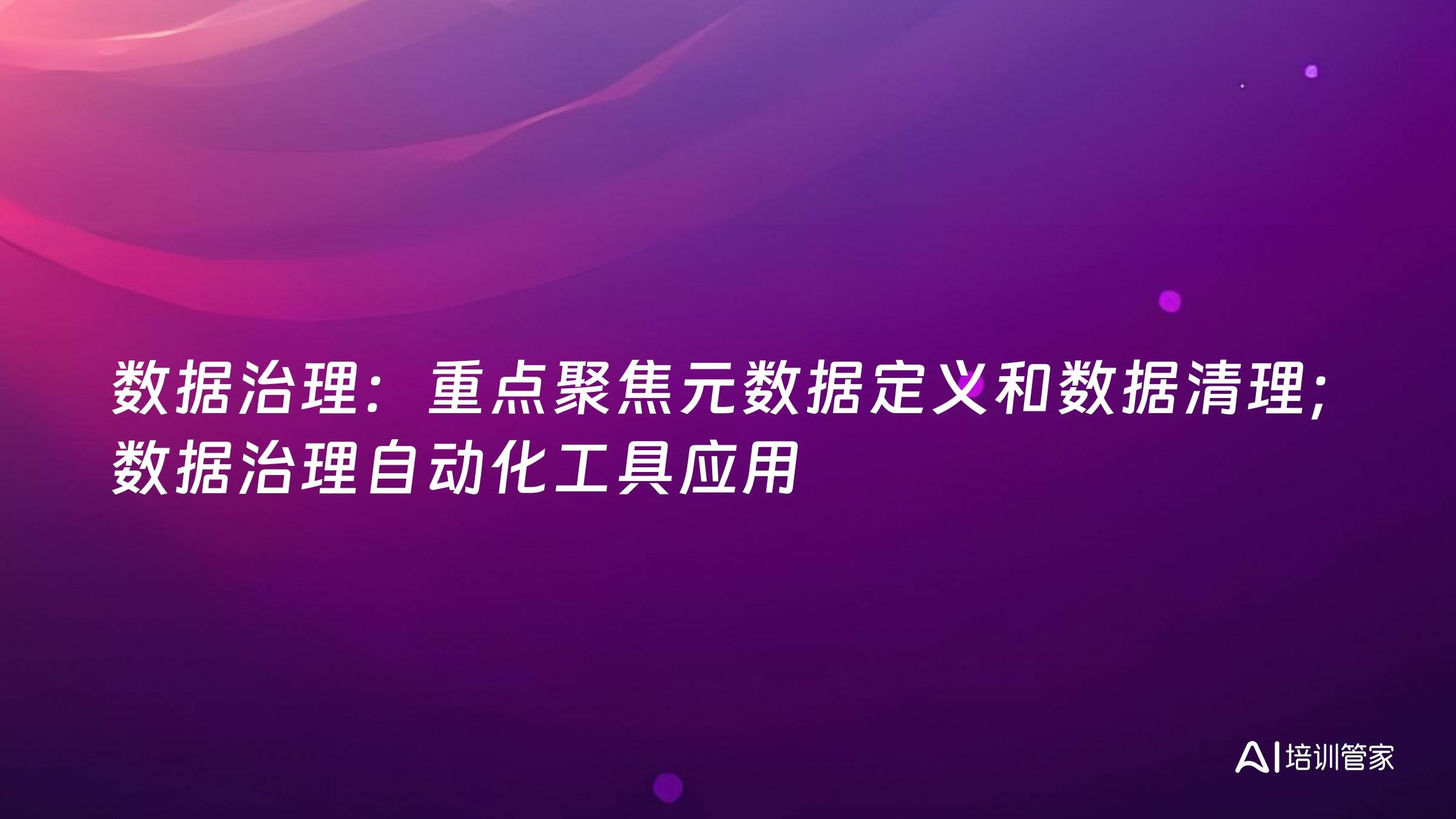 数据治理：重点聚焦元数据定义和数据清理；数据治理自动化工具应用