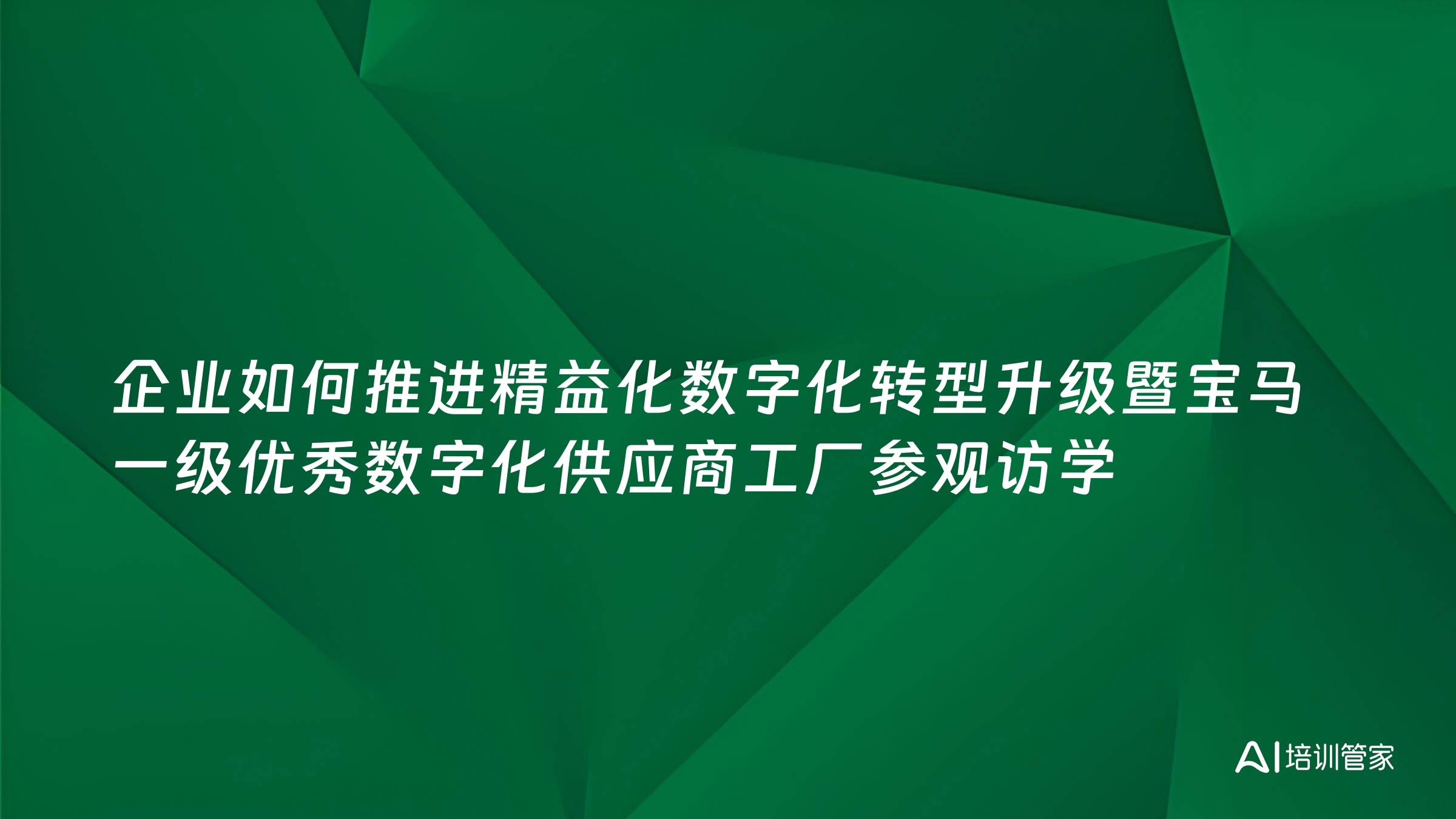 企业如何推进精益化数字化转型升级暨宝马一级优秀数字化供应商工厂参观访学
