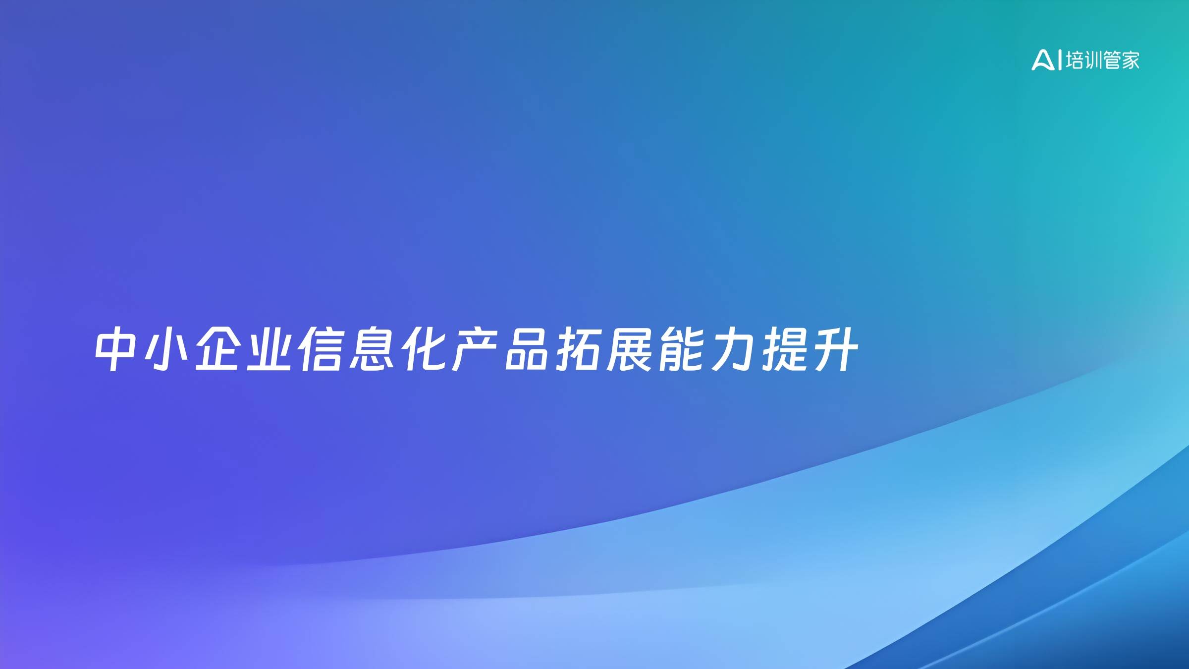中小企业信息化产品拓展能力提升