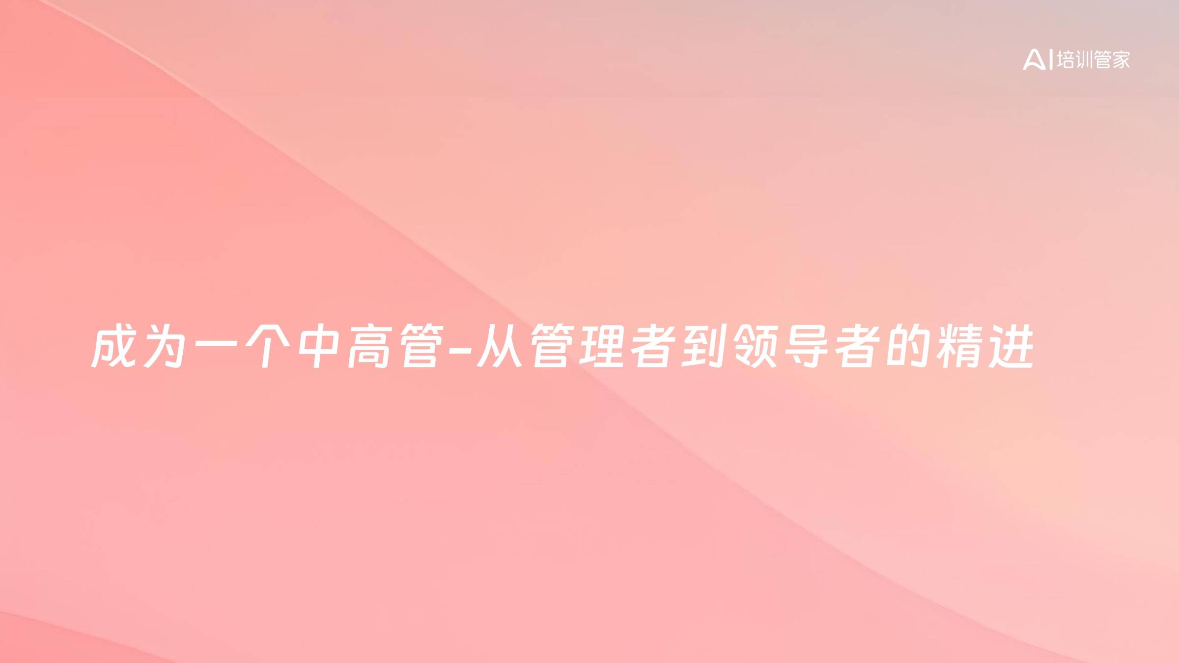 成为一个中高管-从管理者到领导者的精进