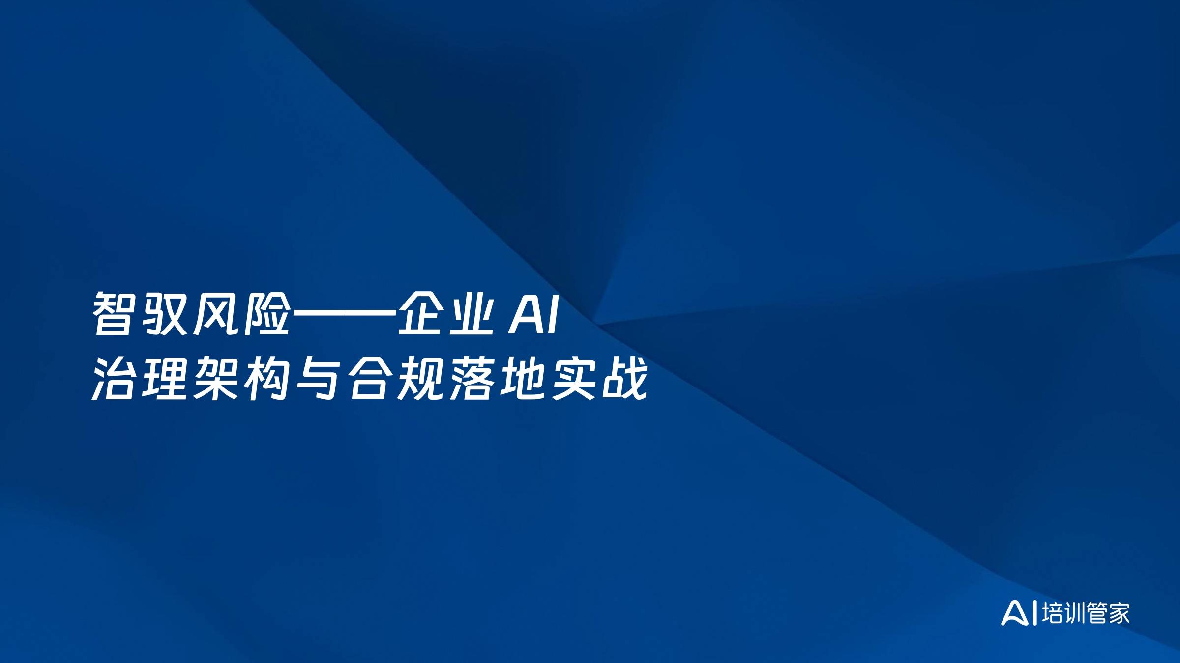 智驭风险——企业 AI 治理架构与合规落地实战