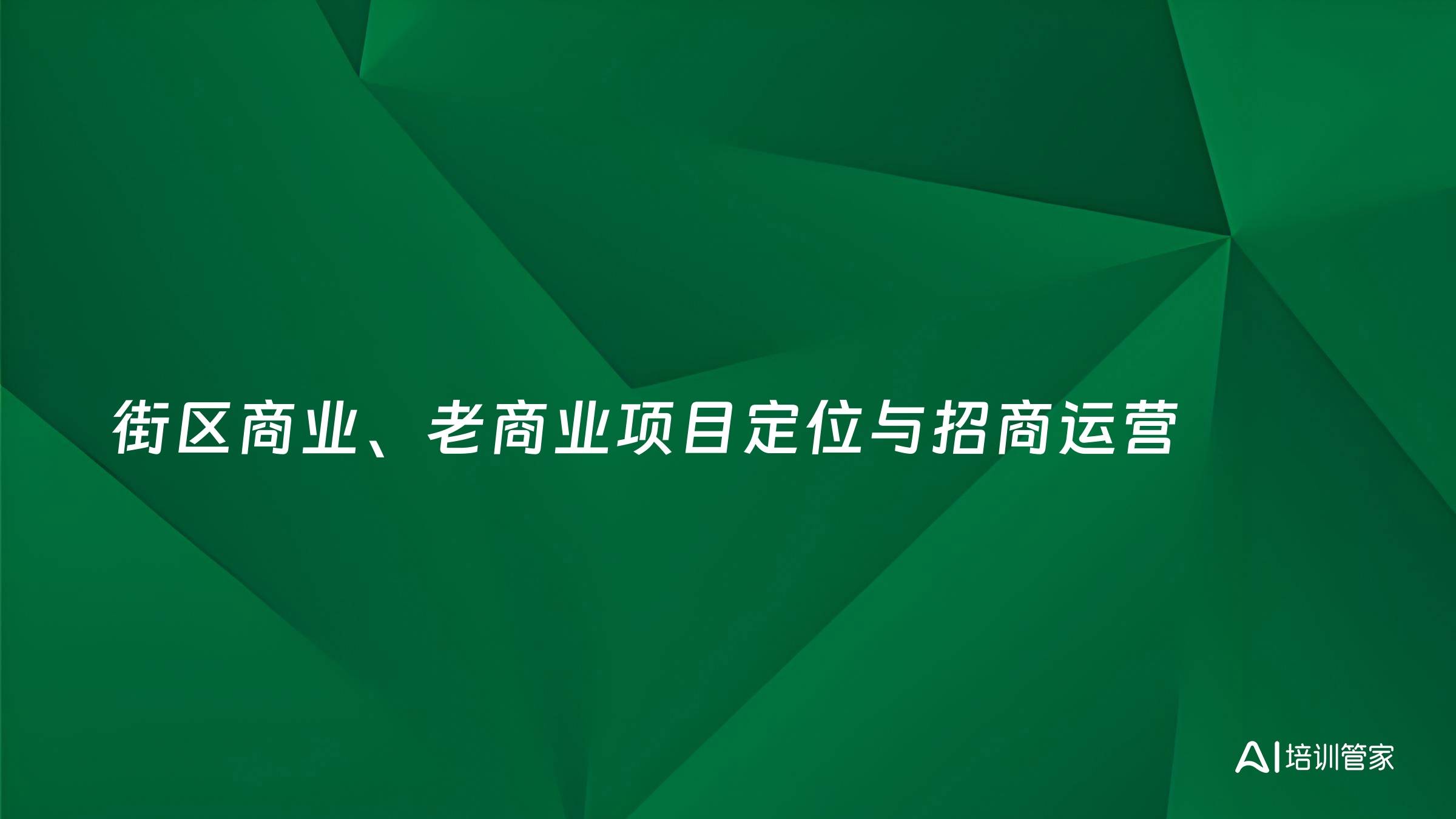 街区商业、老商业项目定位与招商运营