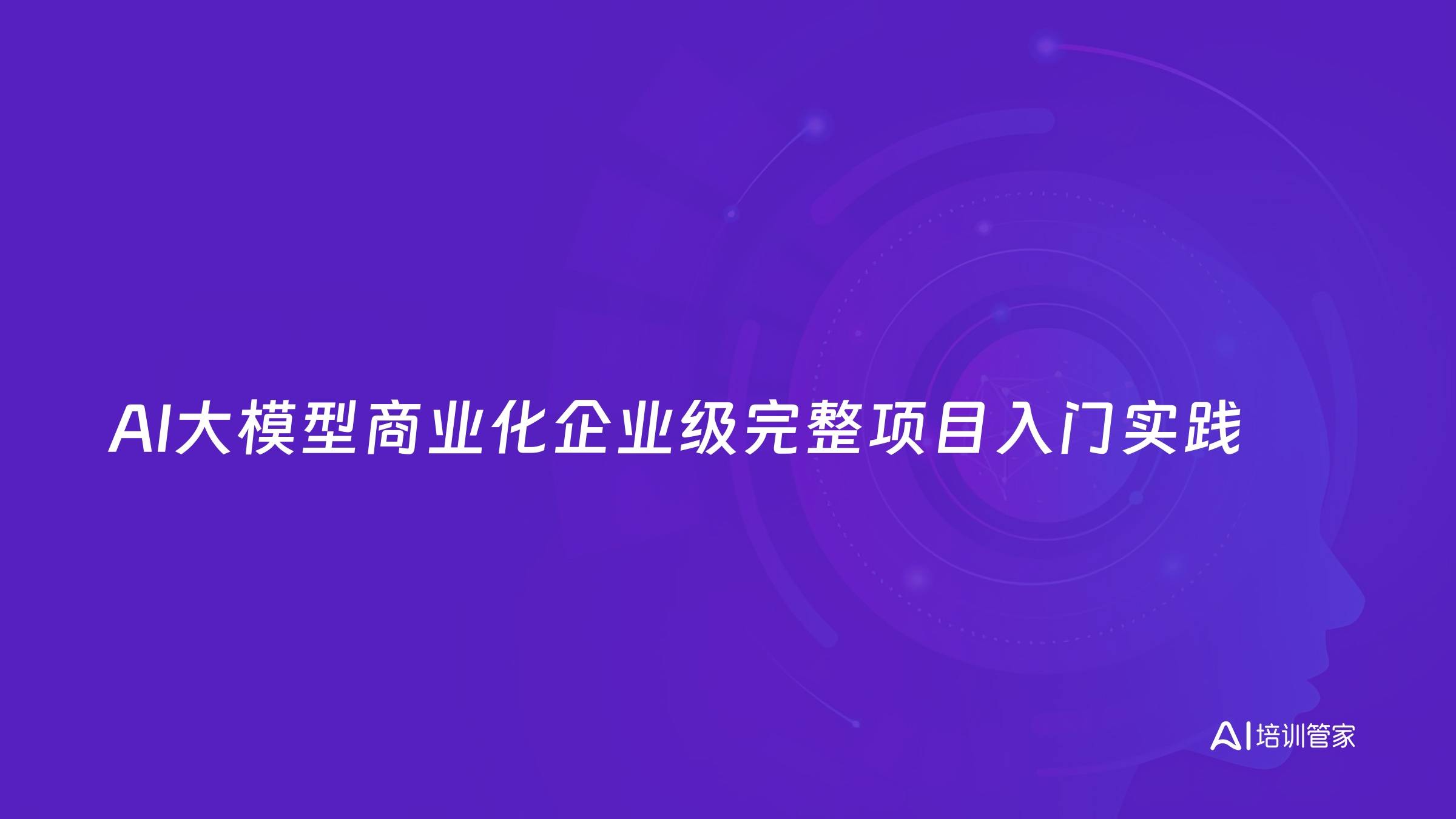 AI大模型商业化企业级完整项目入门实践