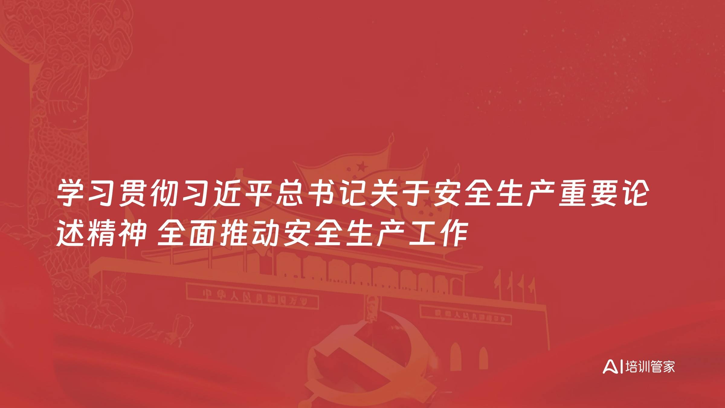 学习贯彻习近平总书记关于安全生产重要论述精神 全面推动安全生产工作