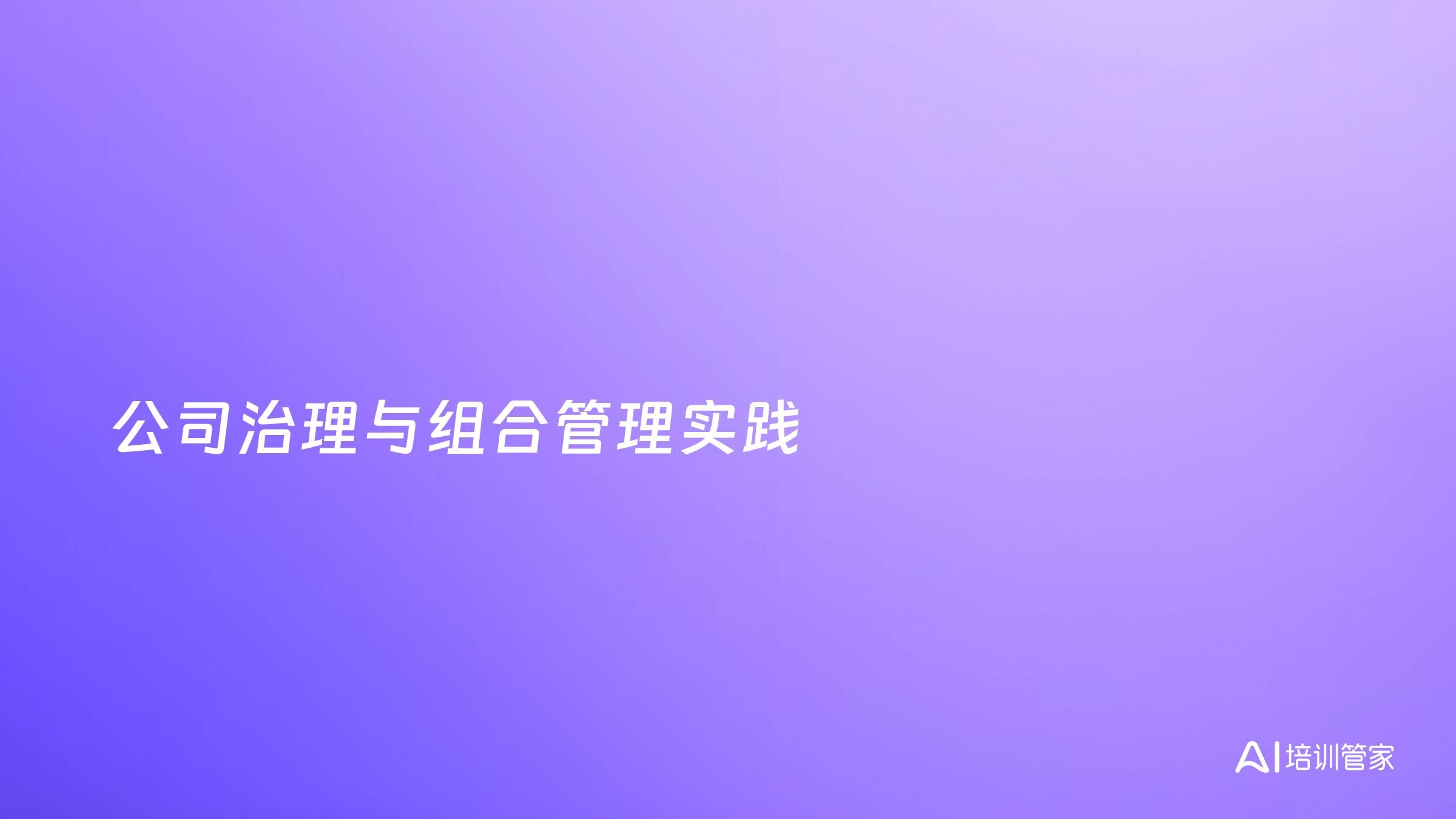 公司治理与组合管理实践