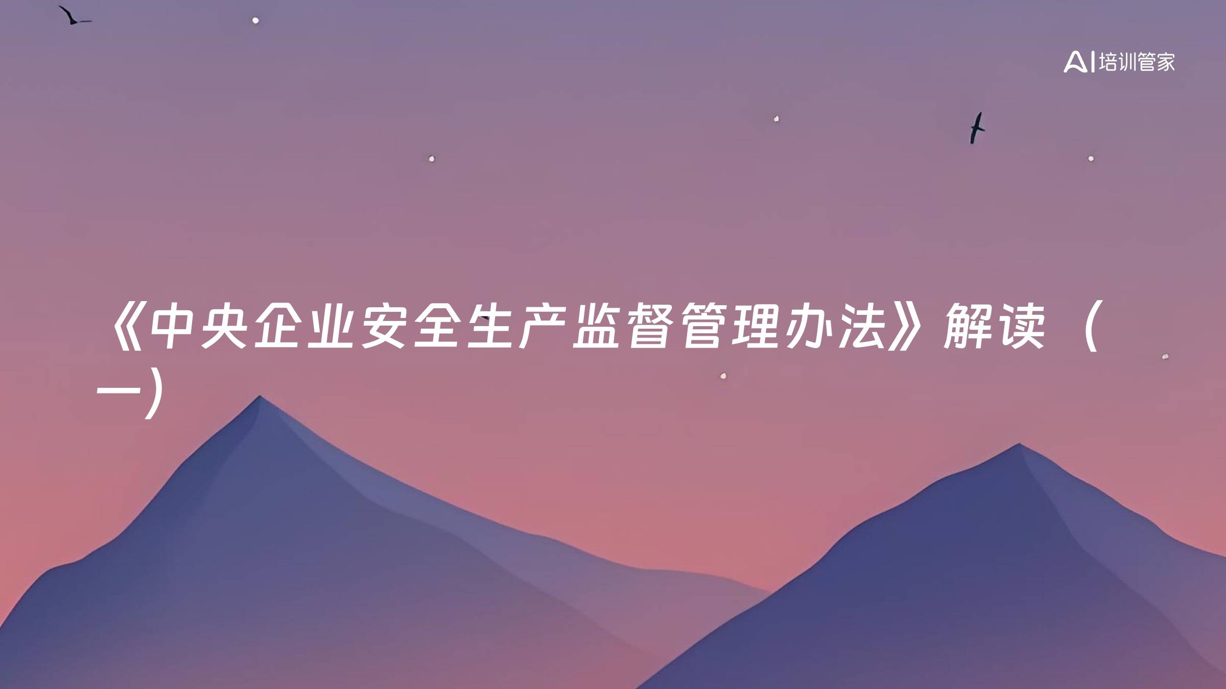 《中央企业安全生产监督管理办法》解读（一）