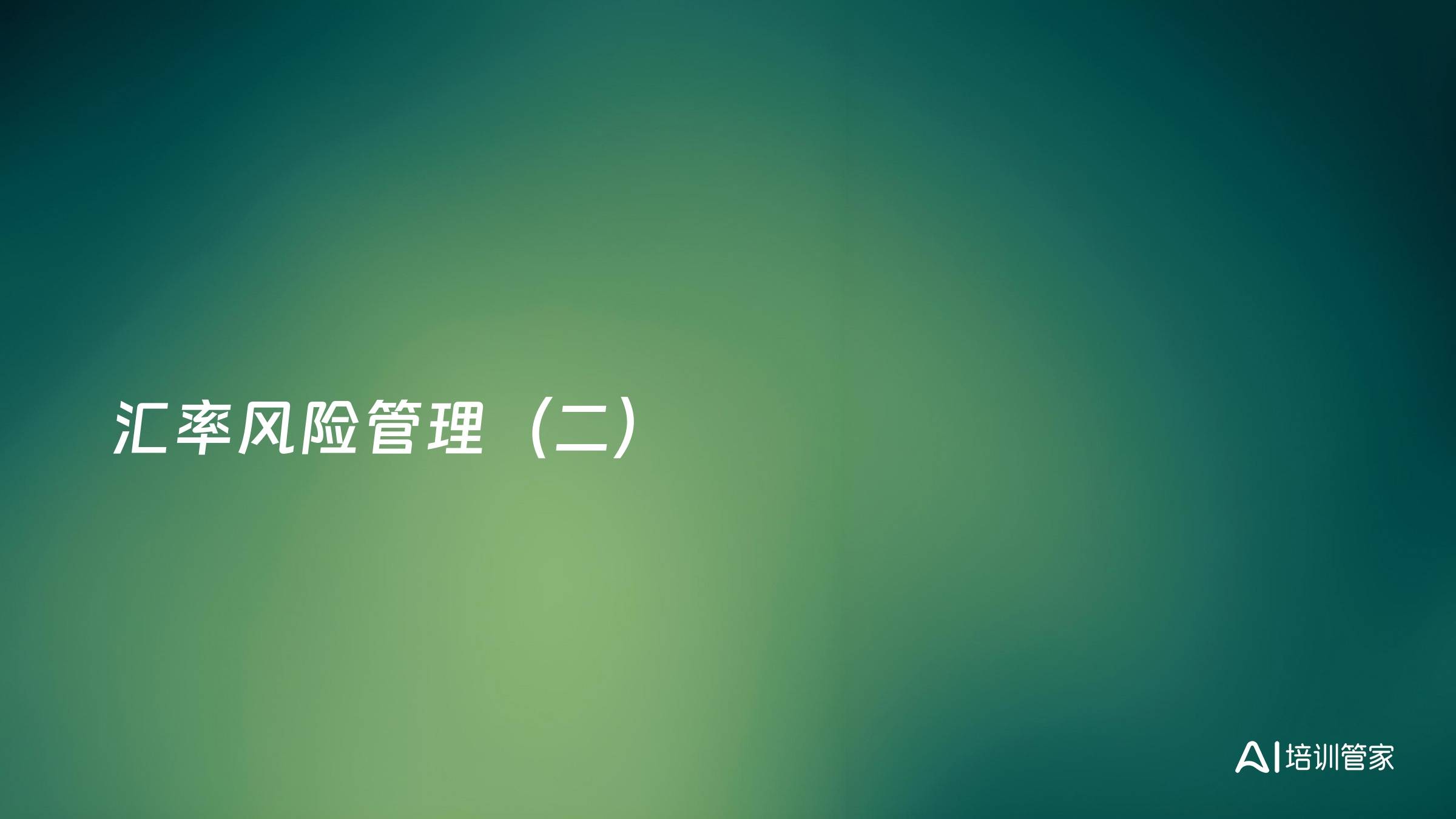 汇率风险管理（二）