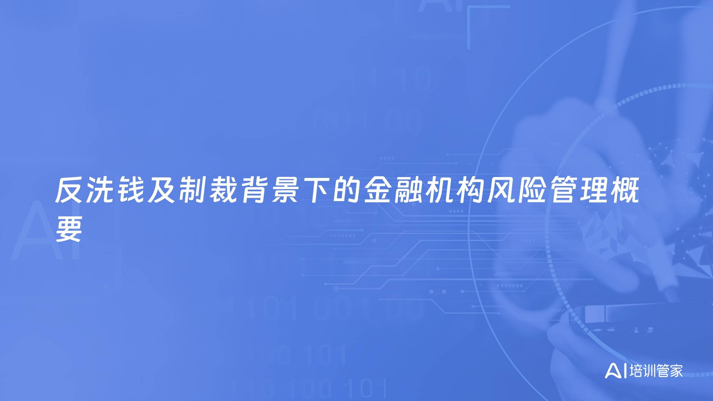 反洗钱及制裁背景下的金融机构风险管理概要