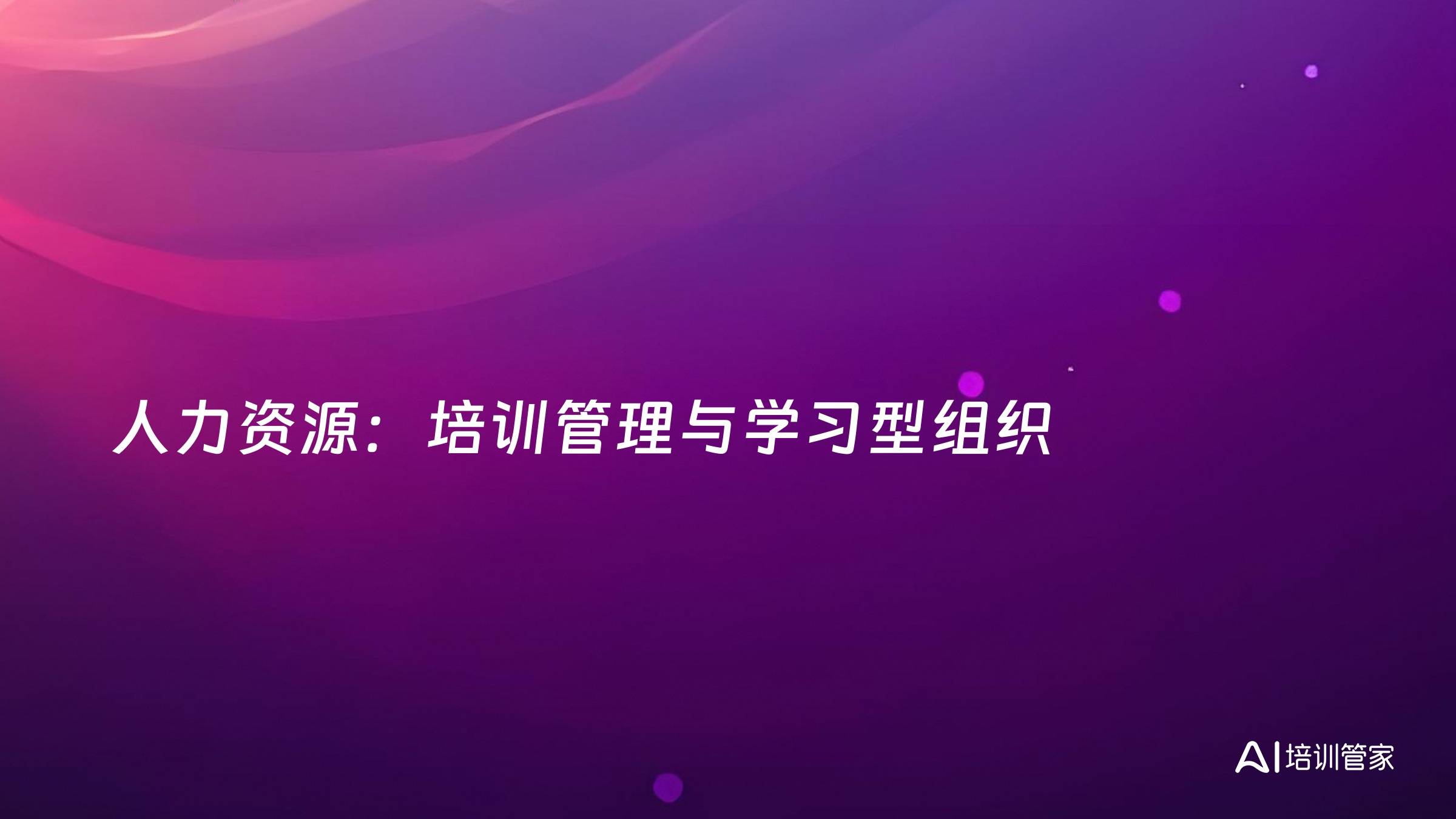 人力资源：培训管理与学习型组织