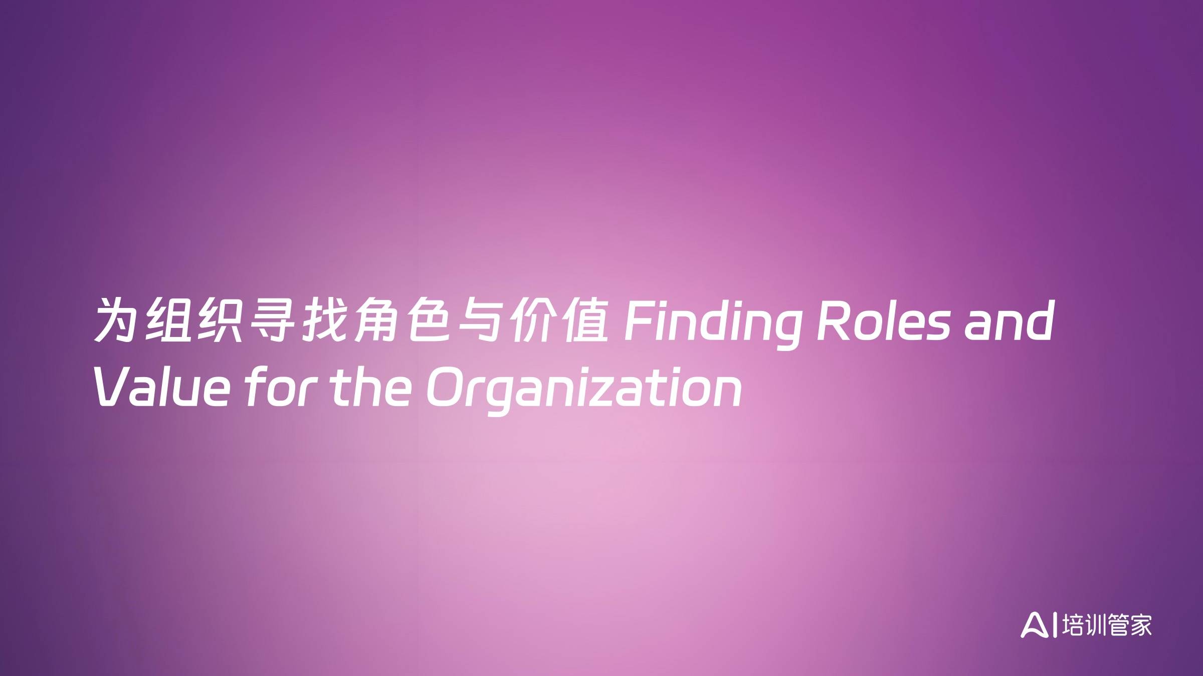 为组织寻找角色与价值 Finding Roles and Value for the Organization