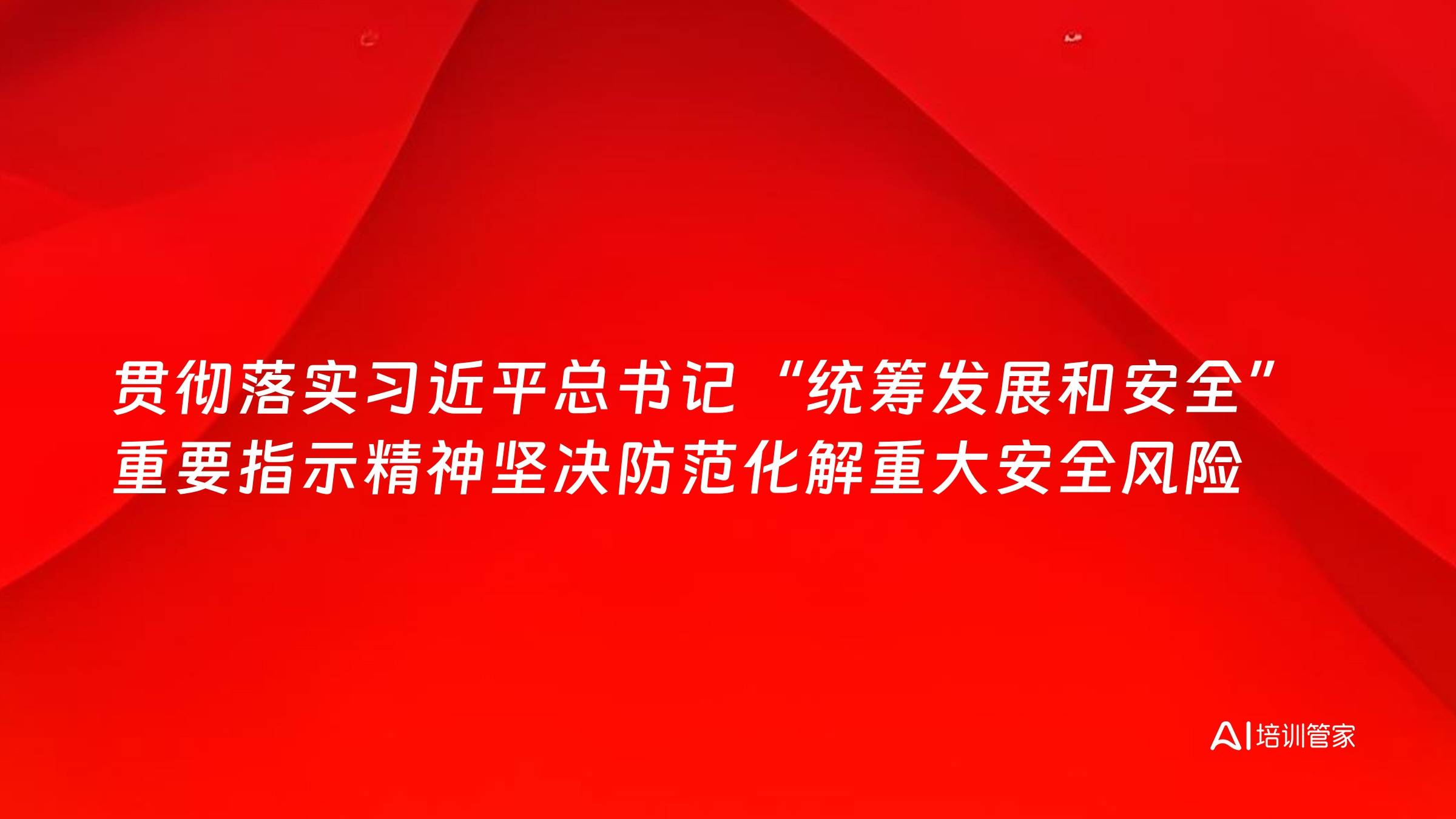 贯彻落实习近平总书记“统筹发展和安全”重要指示精神坚决防范化解重大安全风险