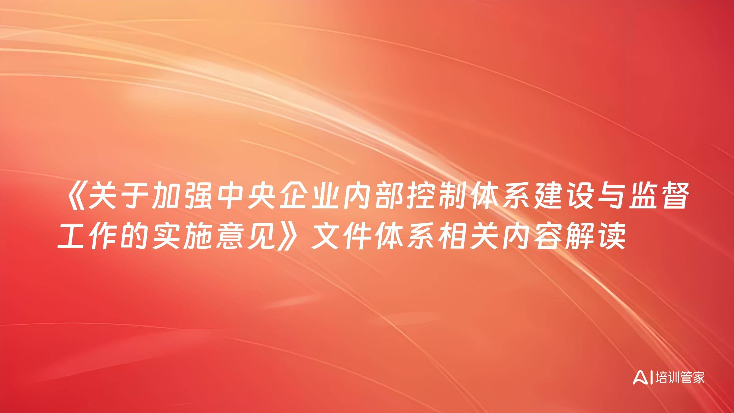 《关于加强中央企业内部控制体系建设与监督工作的实施意见》文件体系相关内容解读