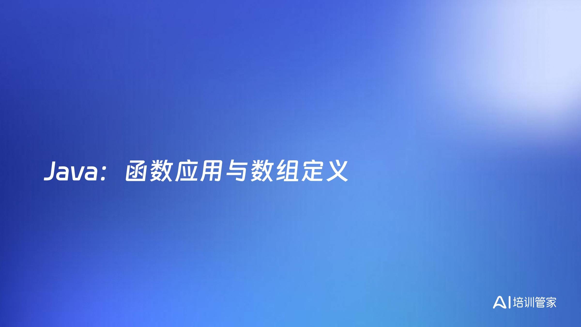 Java：函数应用与数组定义