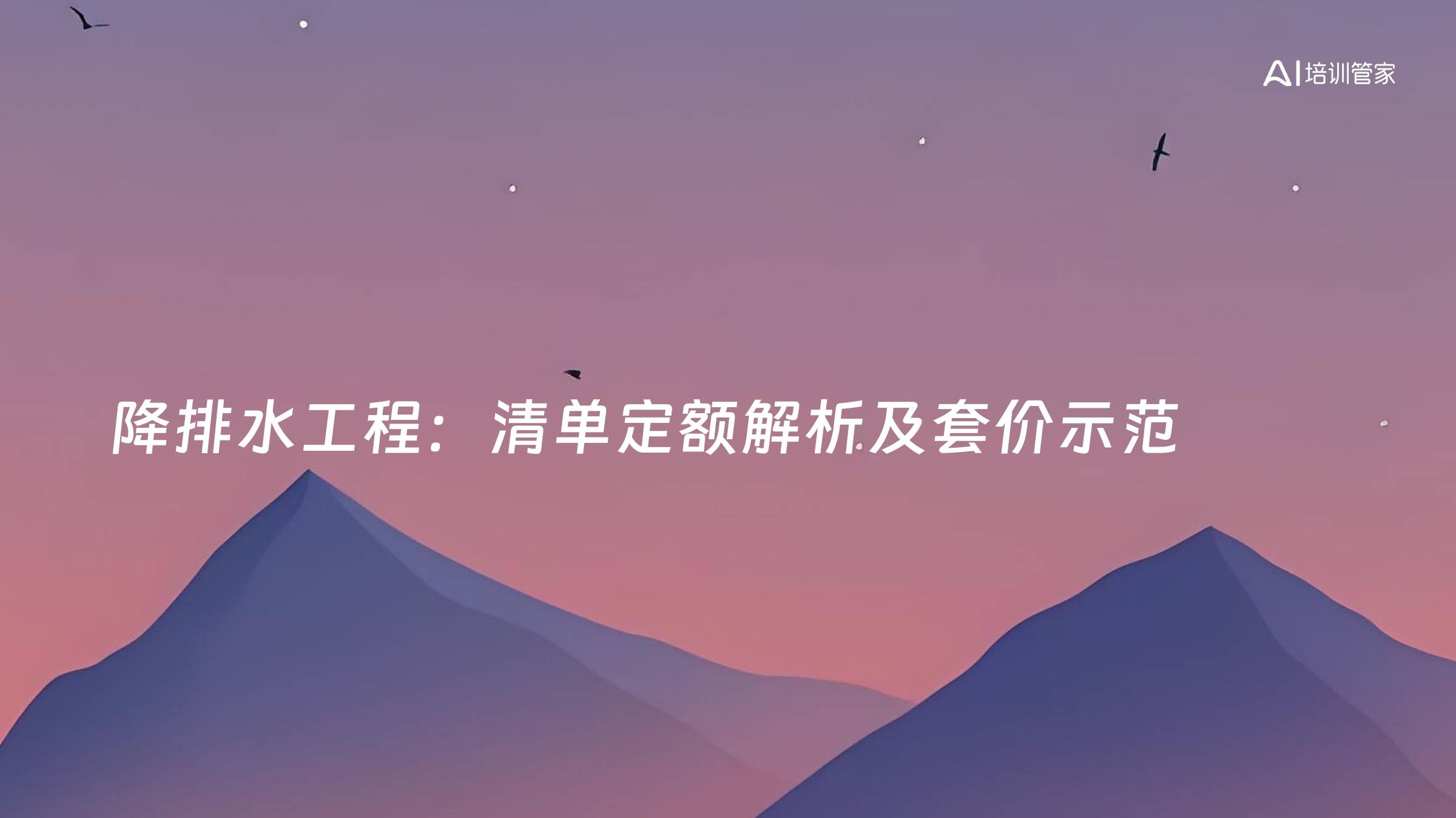 降排水工程：清单定额解析及套价示范