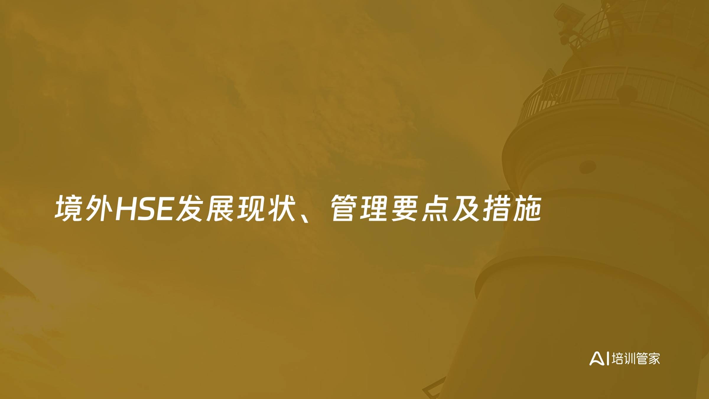 境外HSE发展现状、管理要点及措施