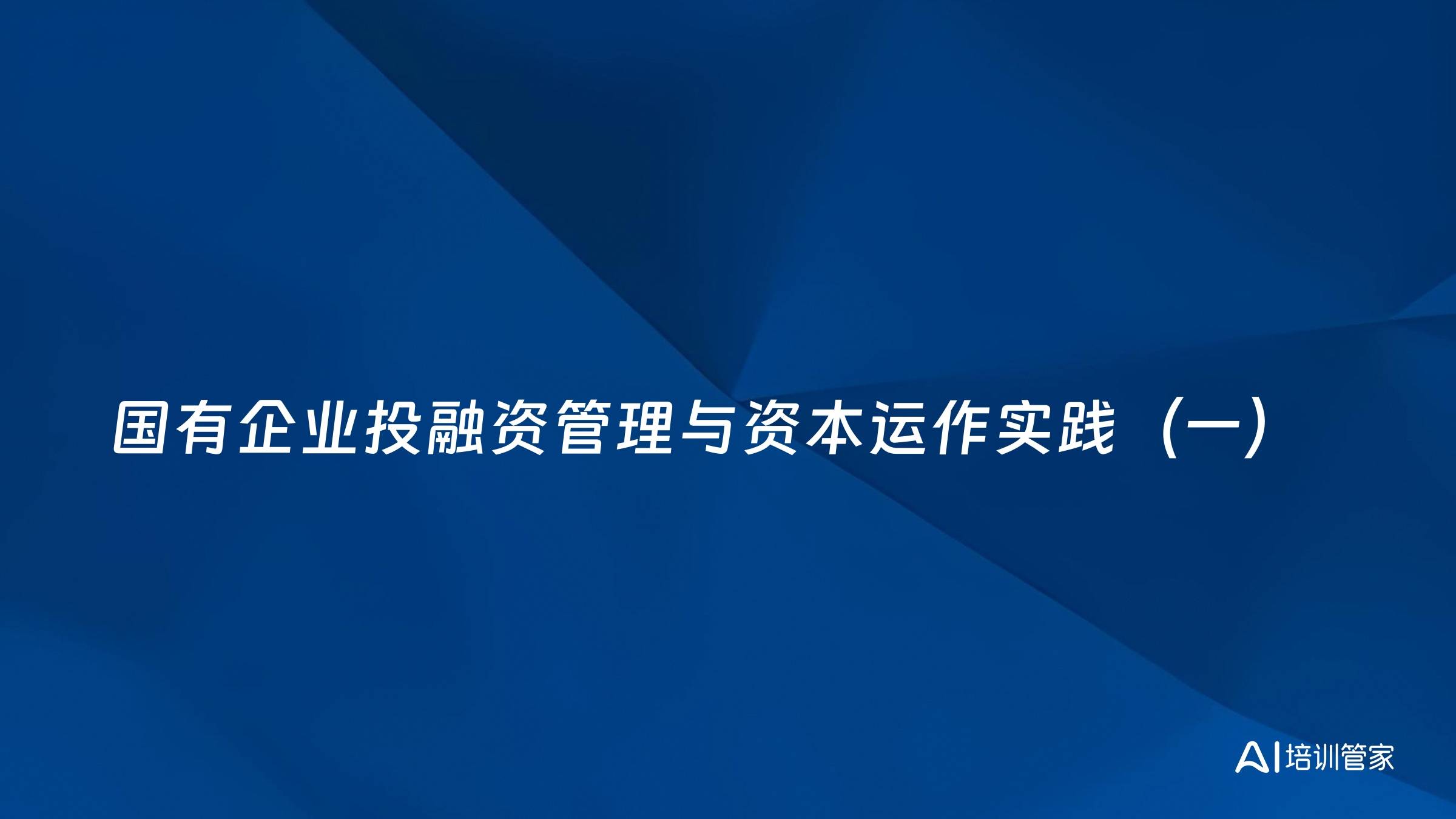 国有企业投融资管理与资本运作实践（一）