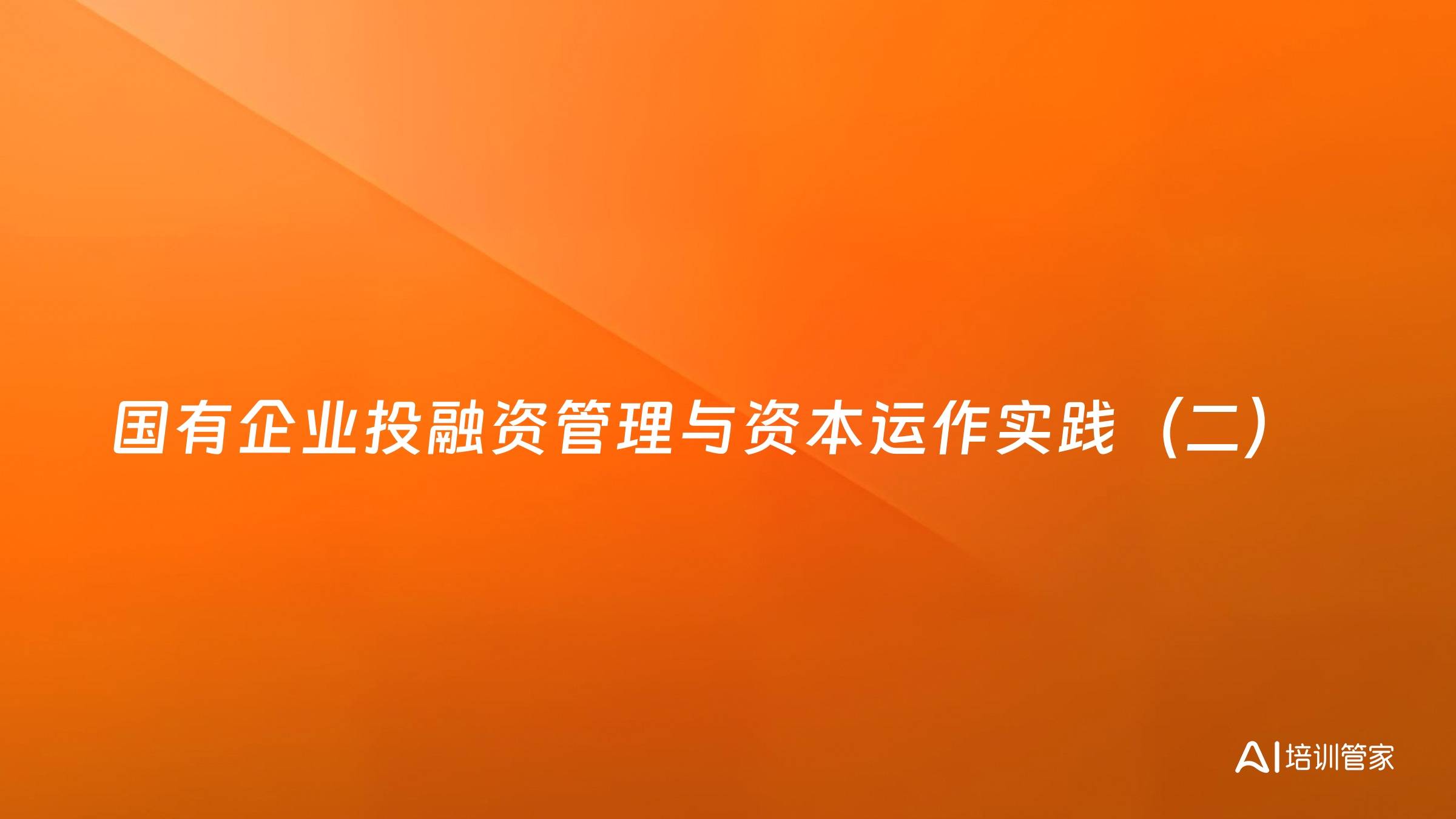 国有企业投融资管理与资本运作实践（二）