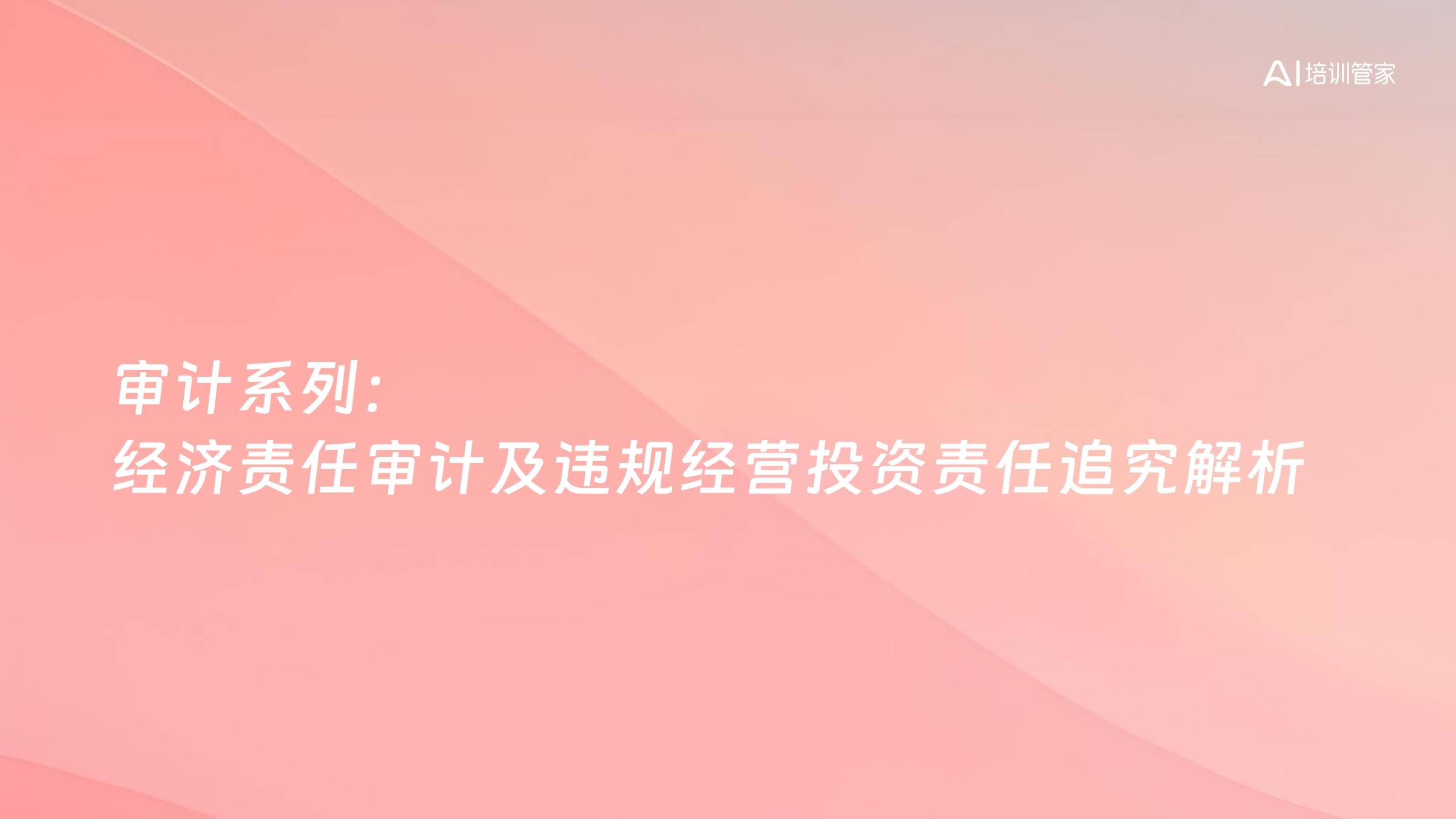 审计系列：经济责任审计及违规经营投资责任追究解析