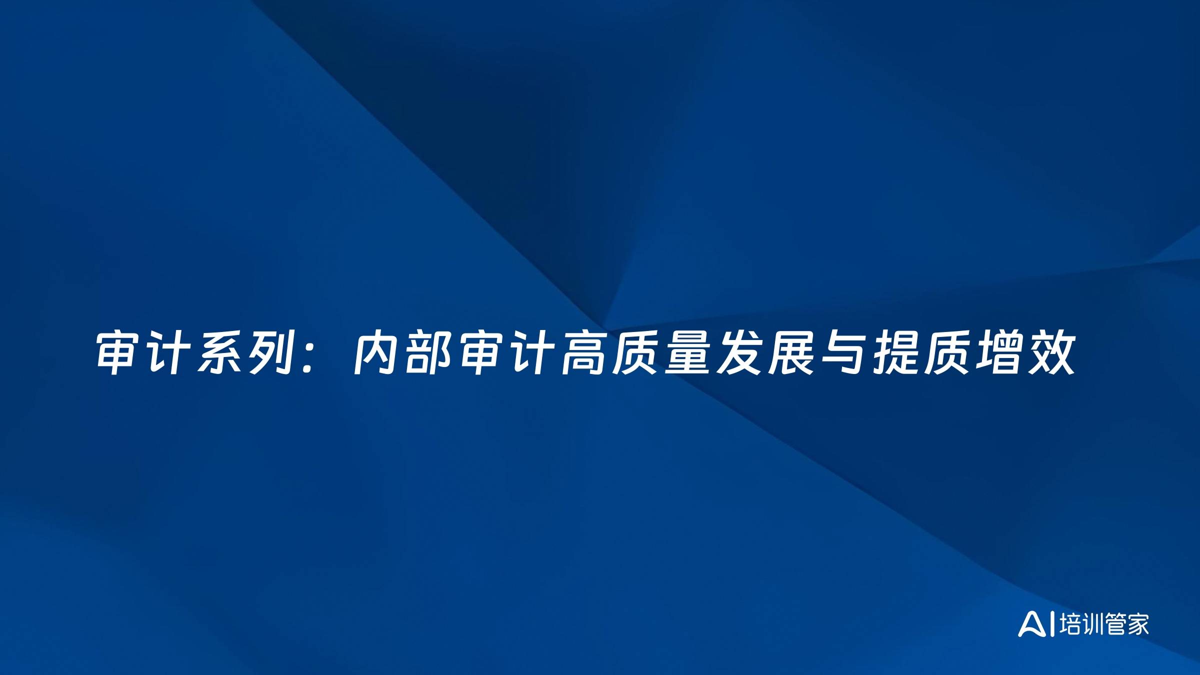 审计系列：内部审计高质量发展与提质增效