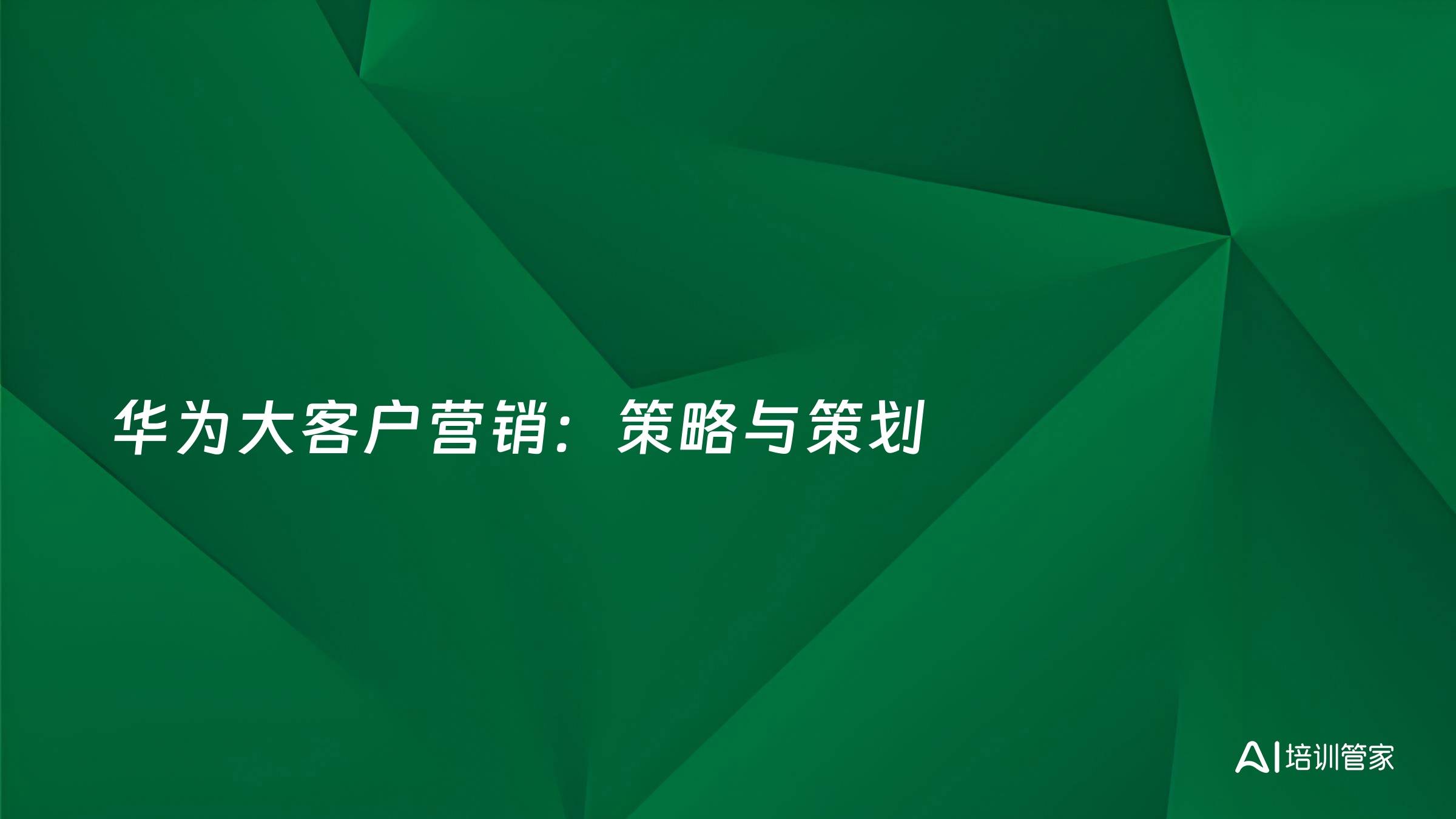 华为大客户营销：策略与策划