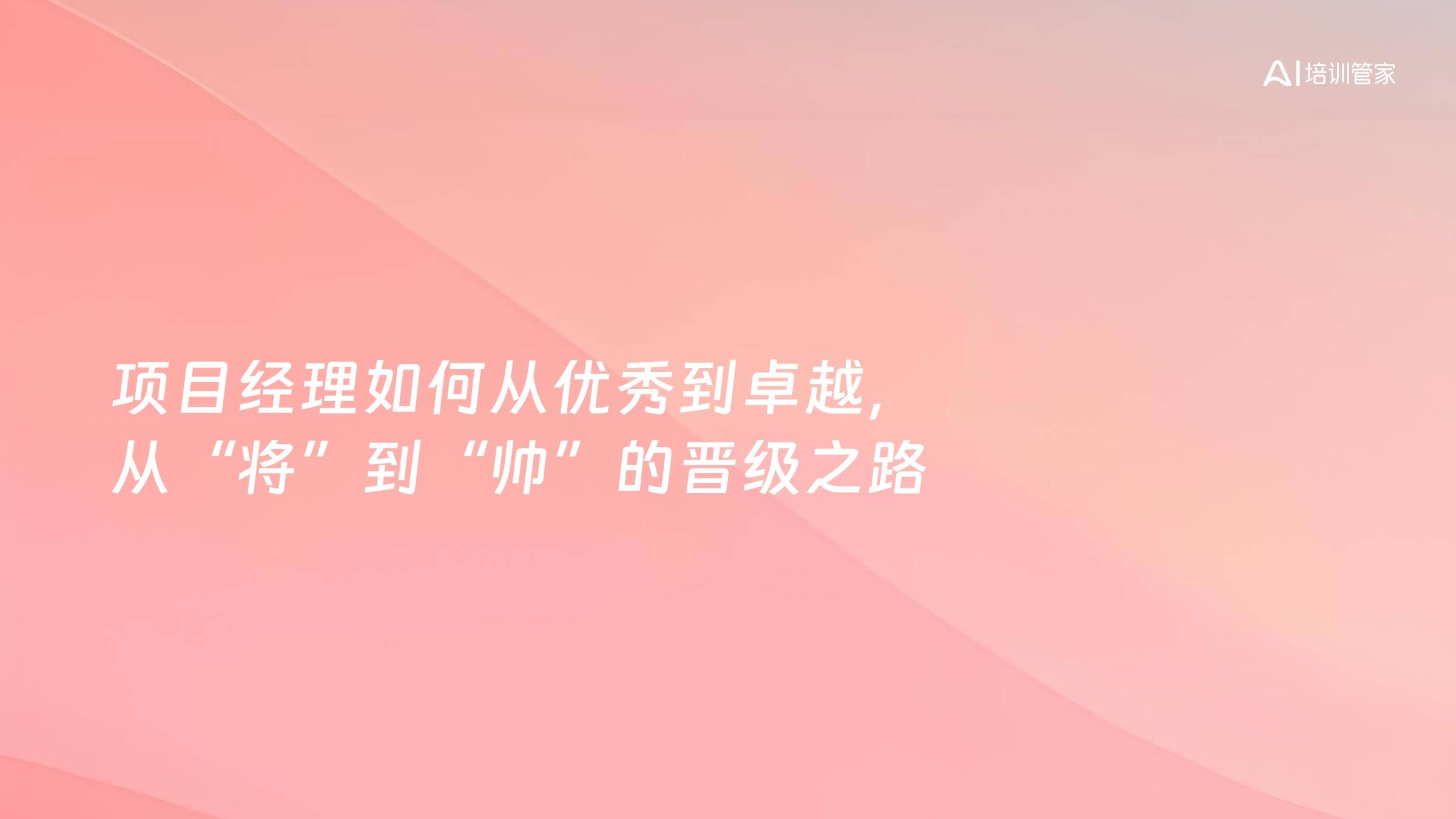 项目经理如何从优秀到卓越，从“将”到“帅”的晋级之路