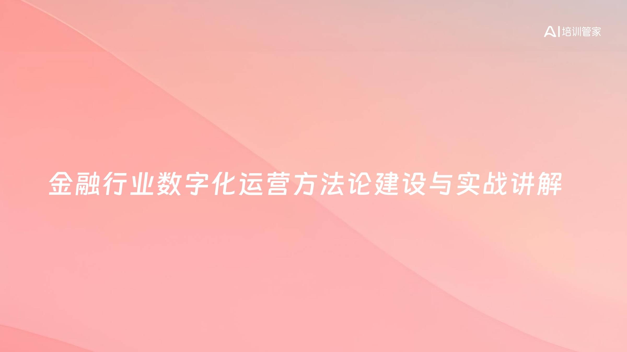 金融行业数字化运营方法论建设与实战讲解