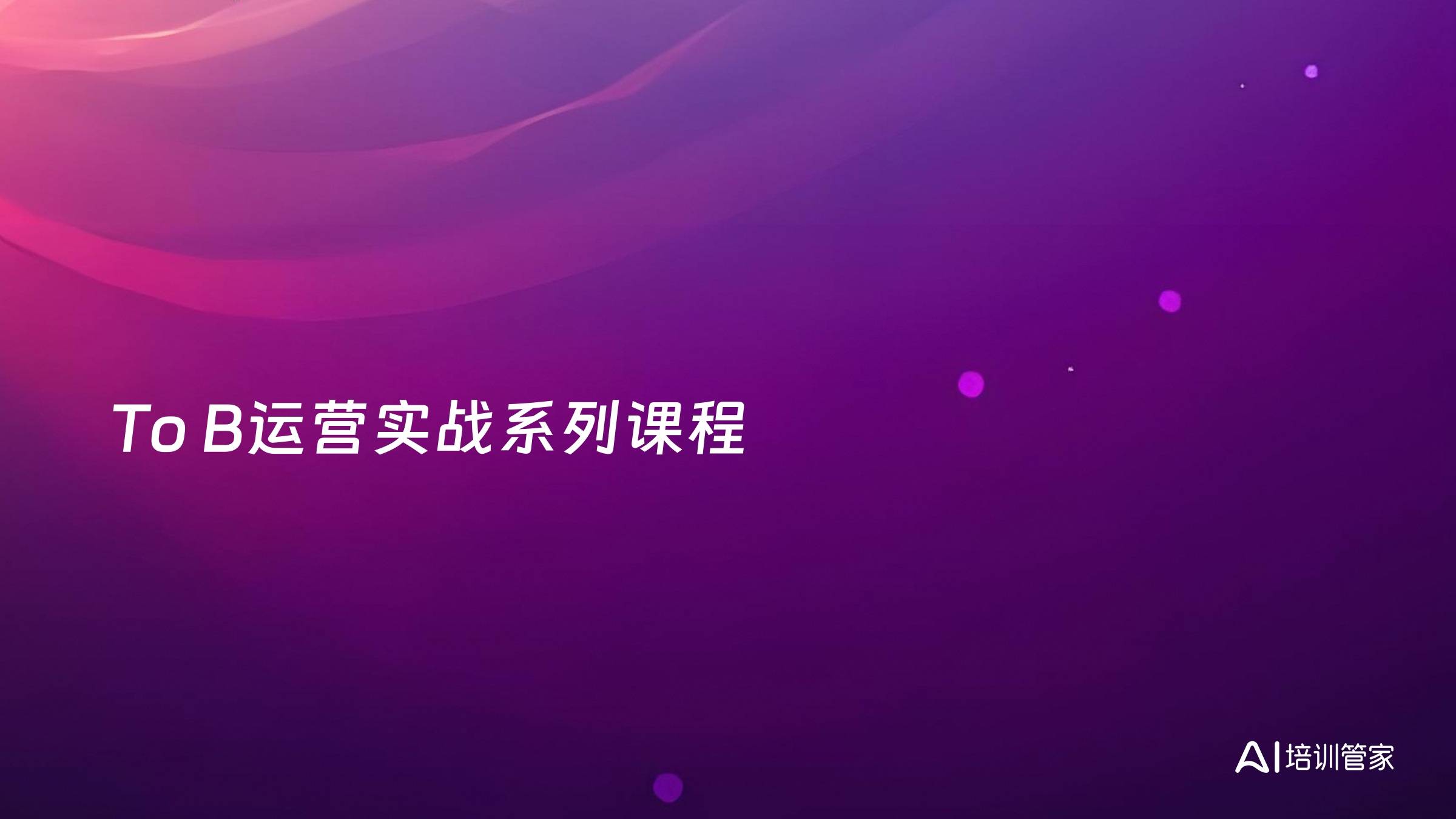 To B运营实战系列课程