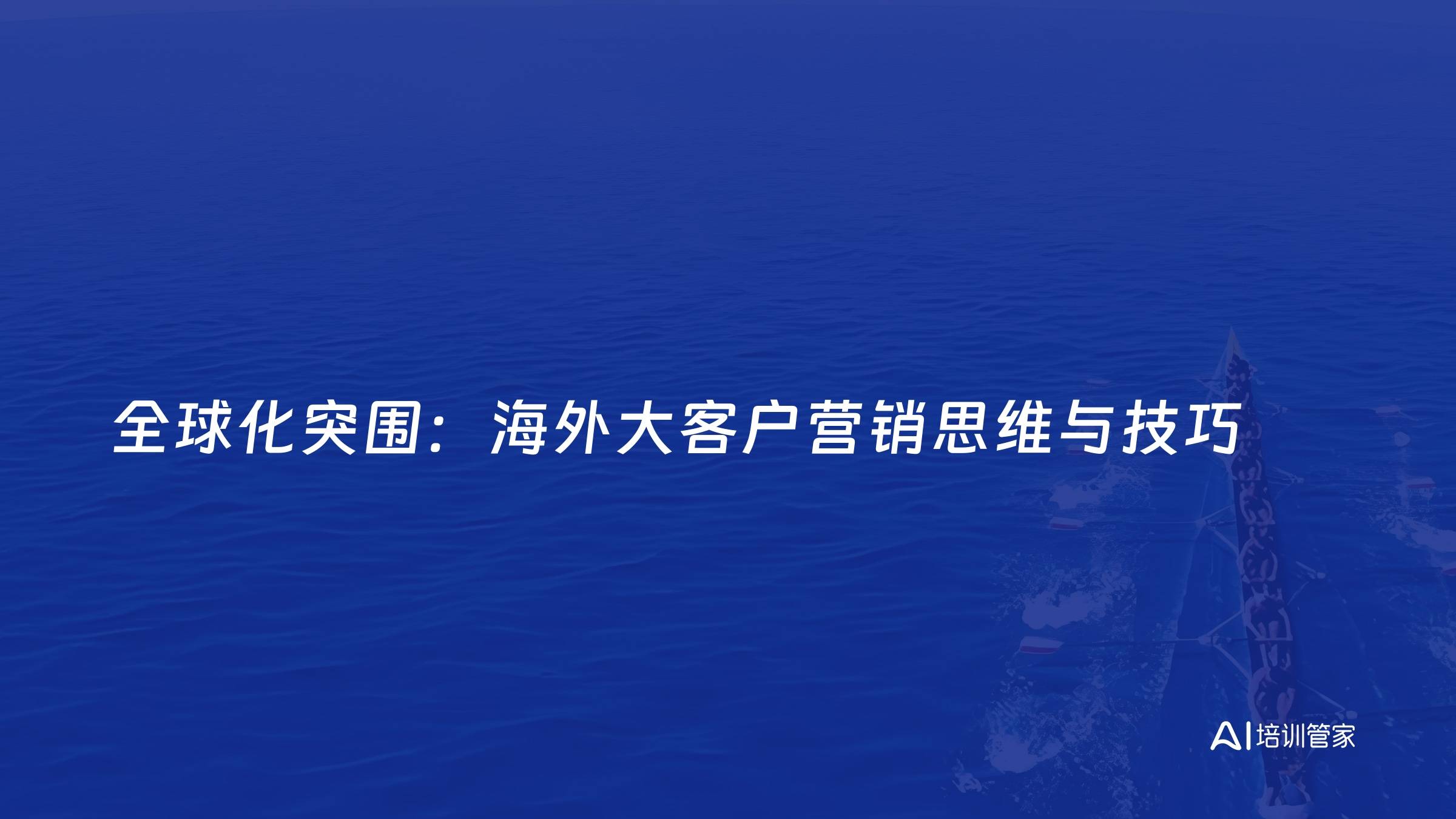 全球化突围：海外大客户营销思维与技巧