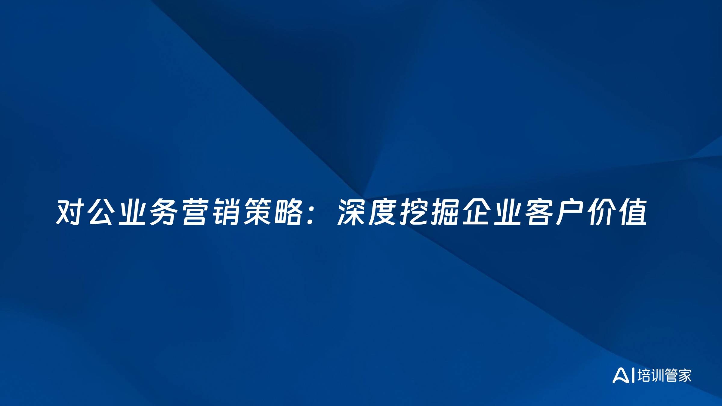 对公业务营销策略：深度挖掘企业客户价值