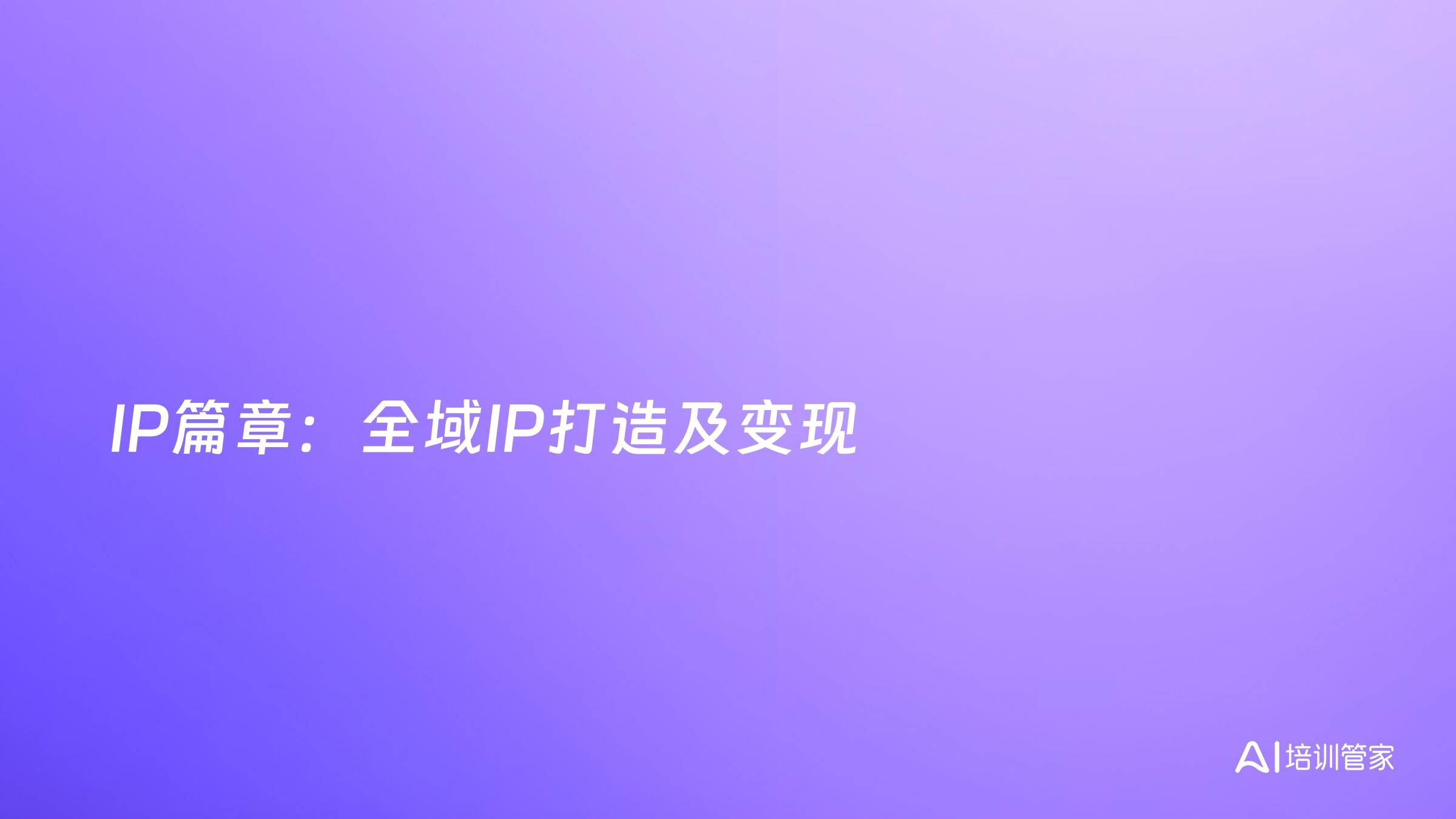 IP篇章：全域IP打造及变现