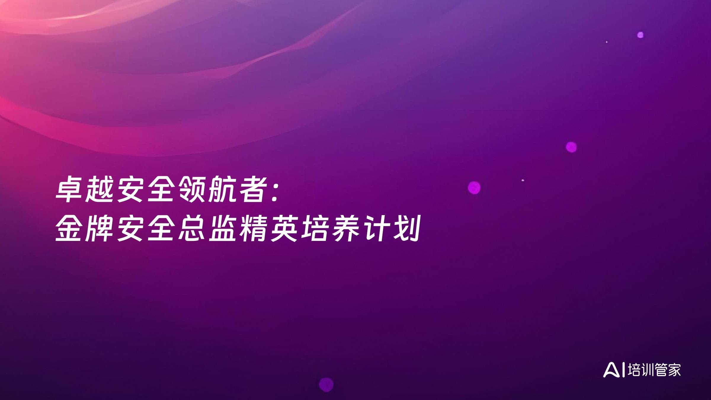 卓越安全领航者：金牌安全总监精英培养计划