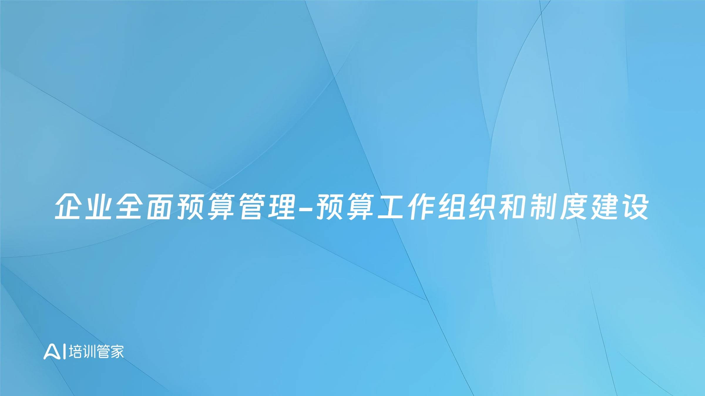 企业全面预算管理-预算工作组织和制度建设
