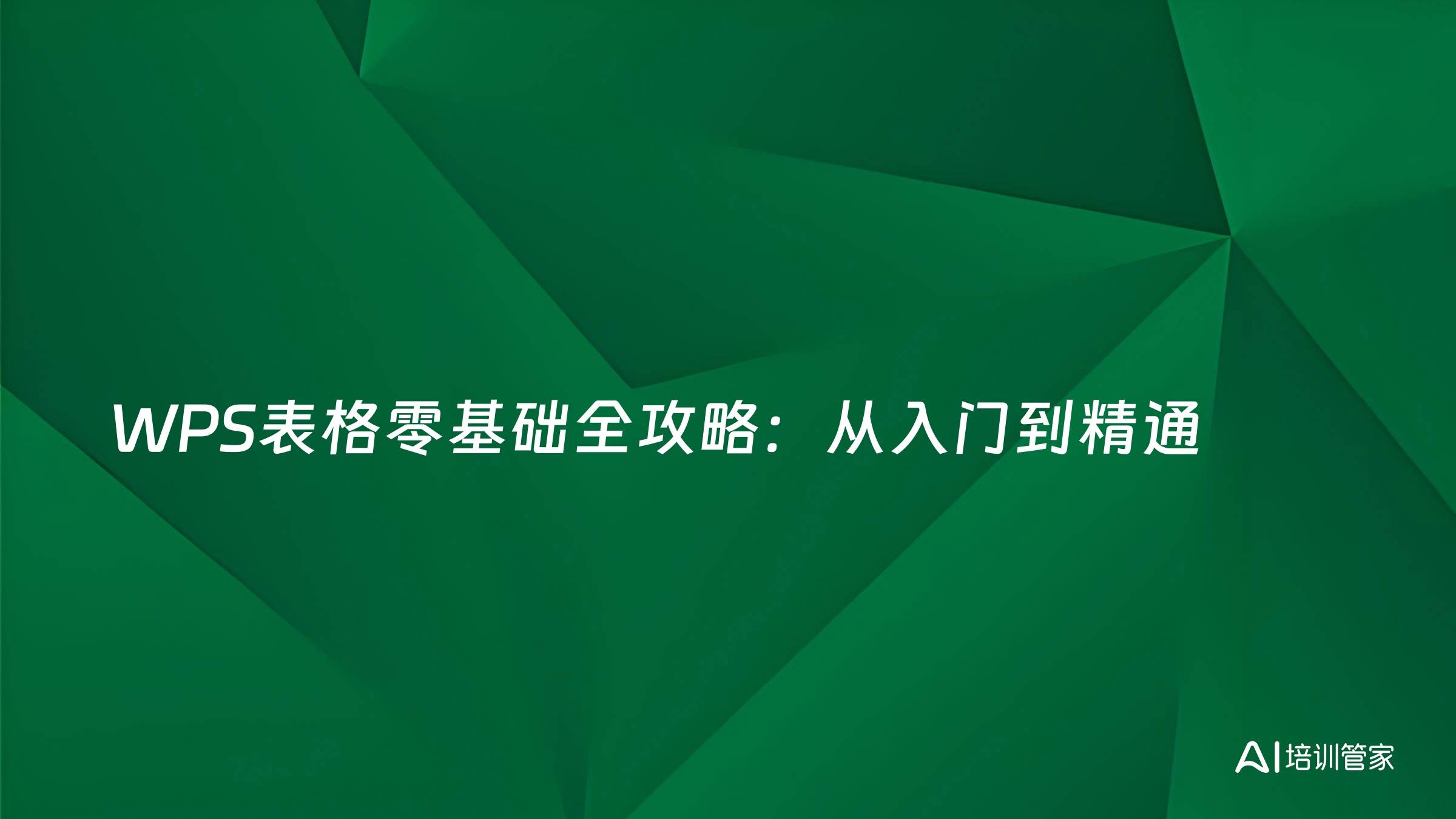 WPS表格零基础全攻略：从入门到精通