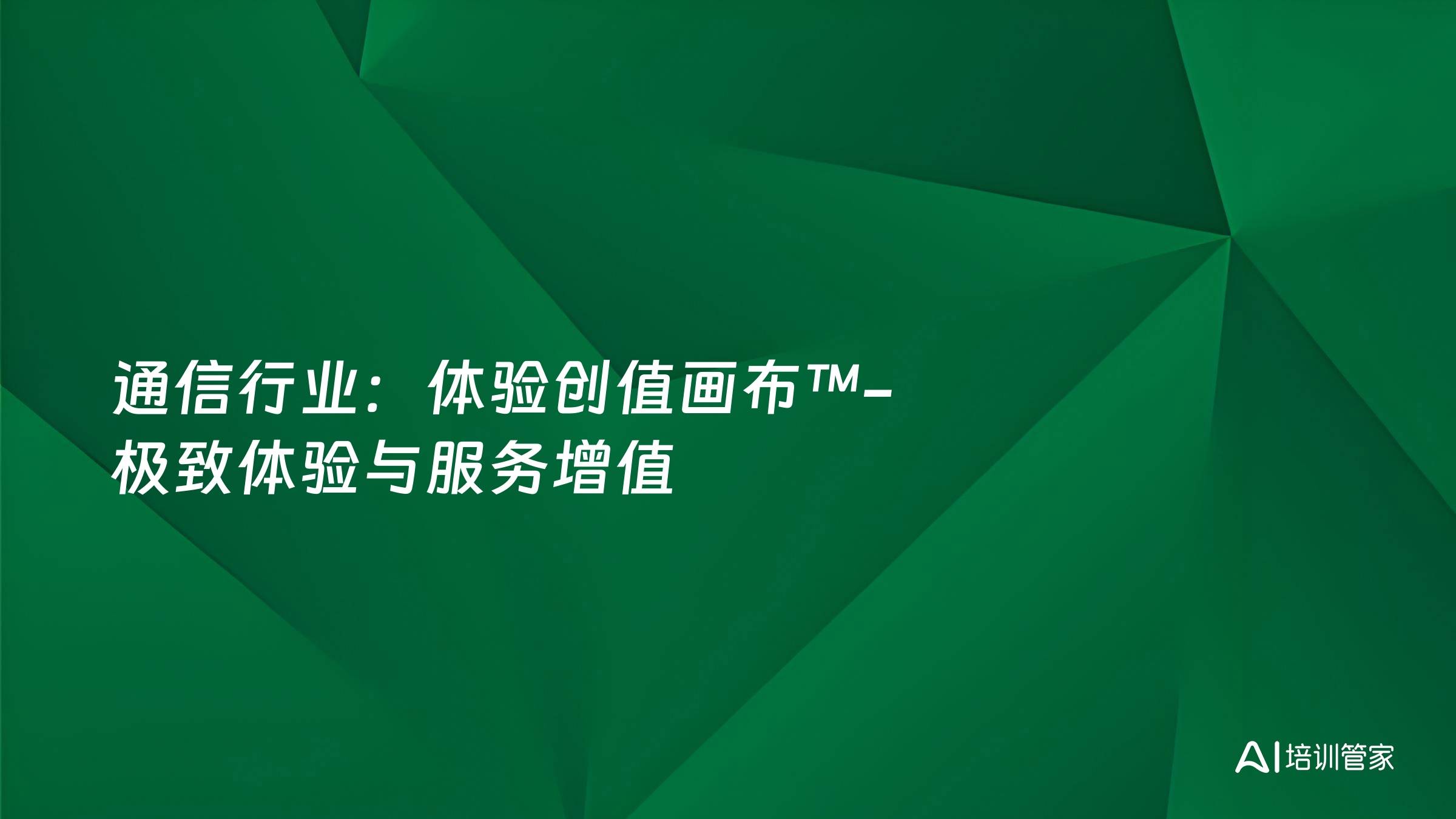 通信行业：体验创值画布™-极致体验与服务增值