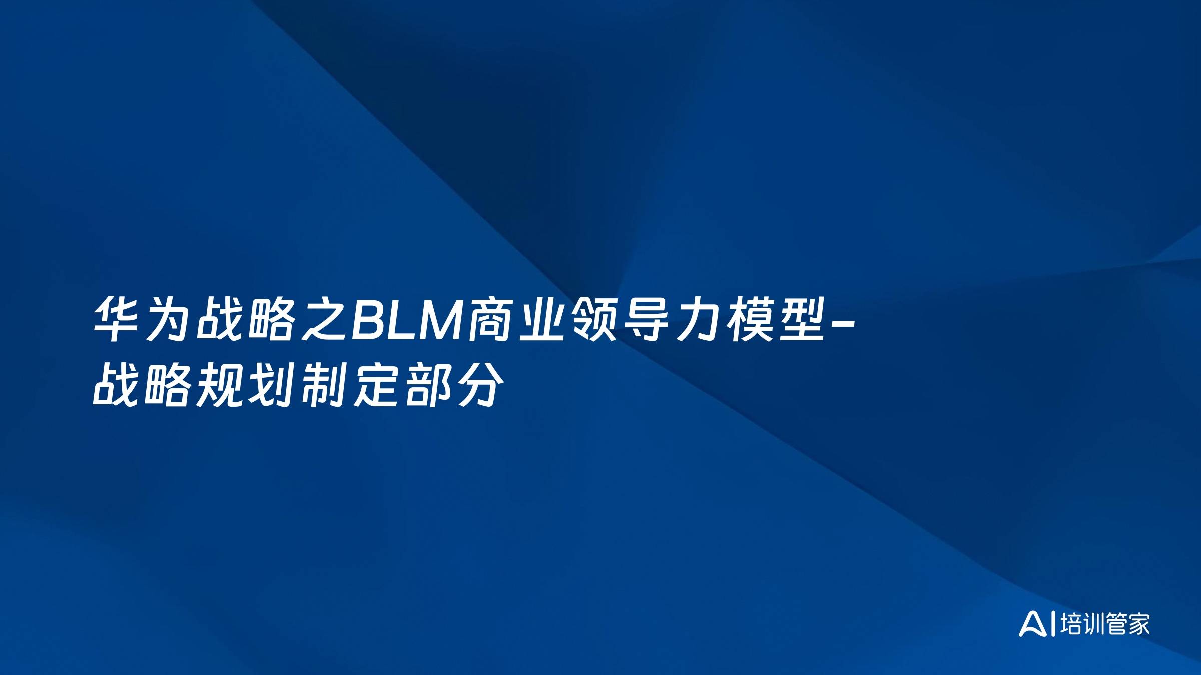 华为战略之BLM商业领导力模型-战略规划制定部分
