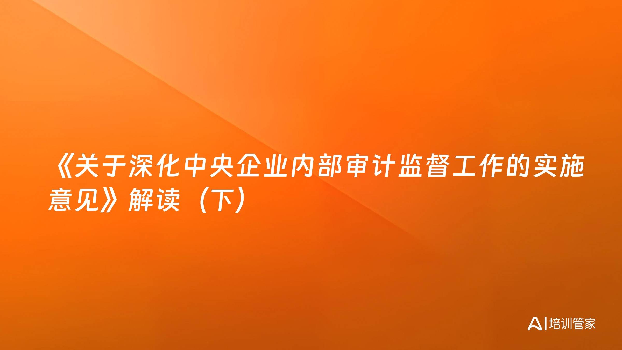 《关于深化中央企业内部审计监督工作的实施意见》解读（下）