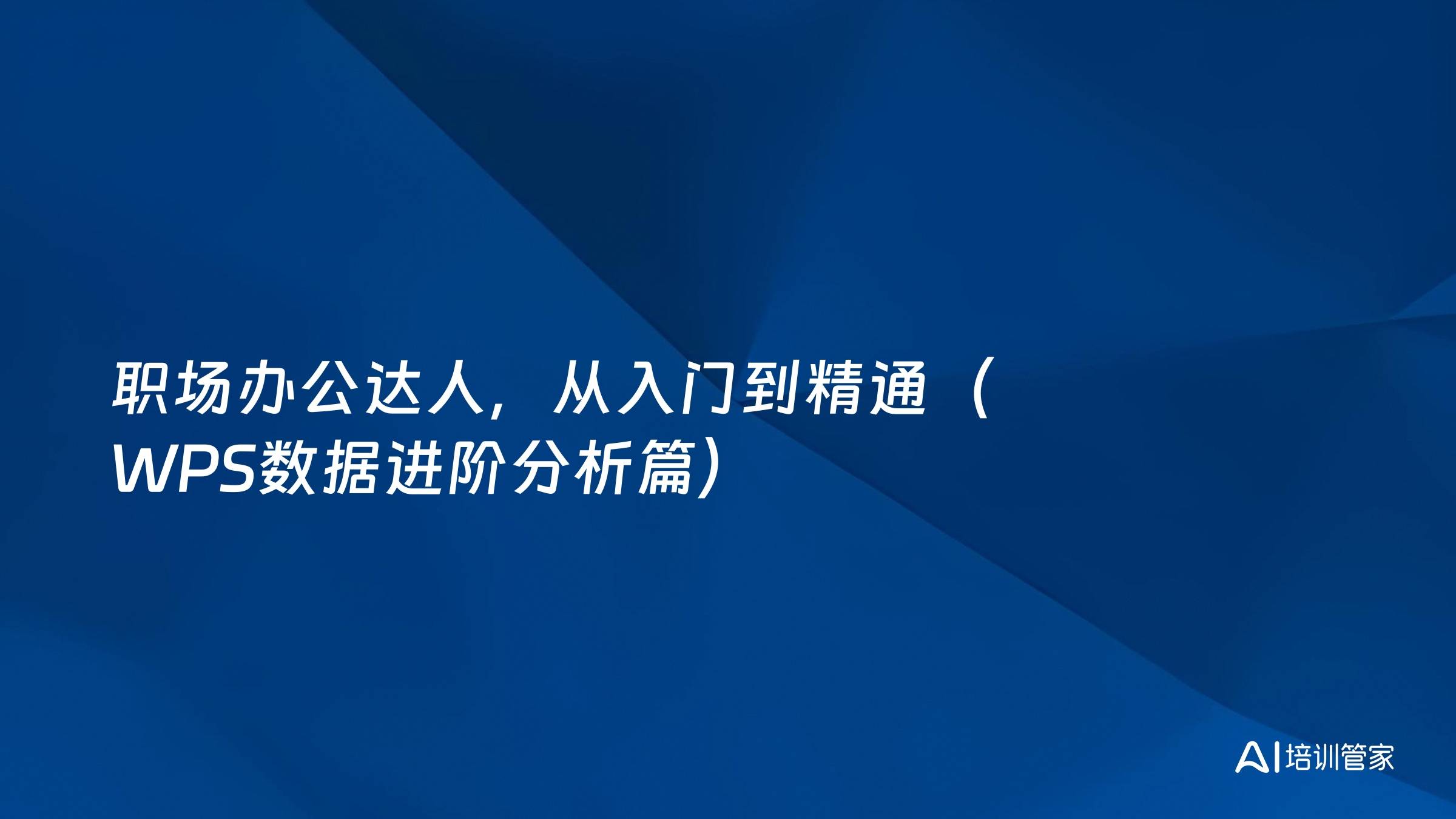 职场办公达人，从入门到精通（WPS数据进阶分析篇）