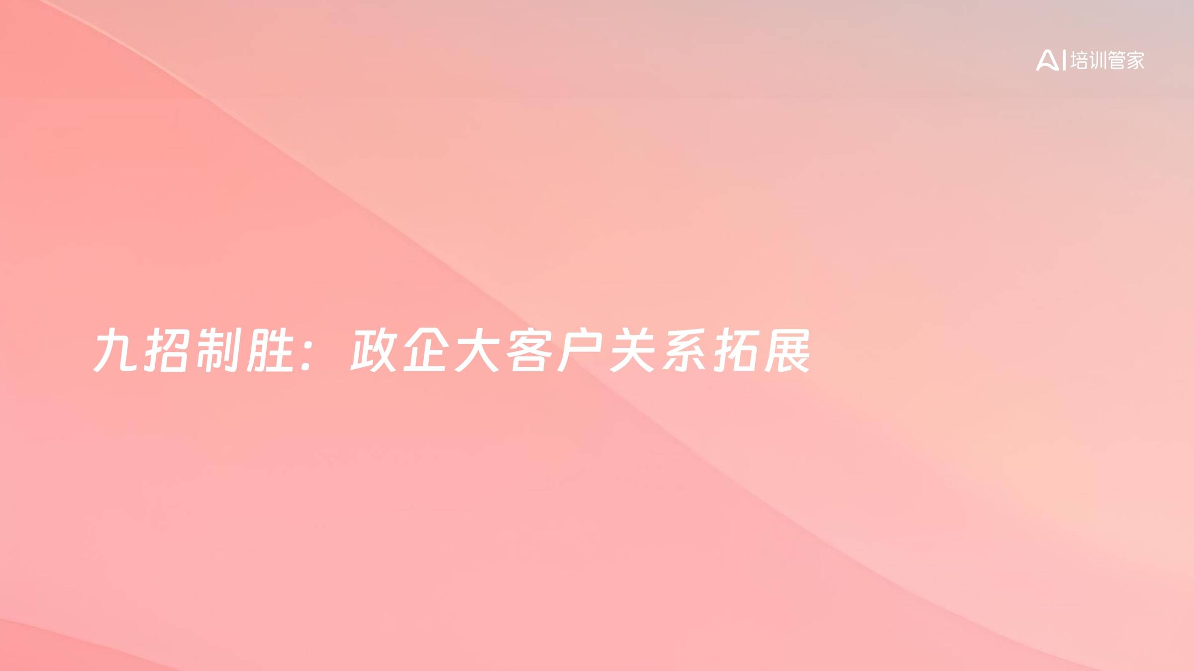 九招制胜：政企大客户关系拓展