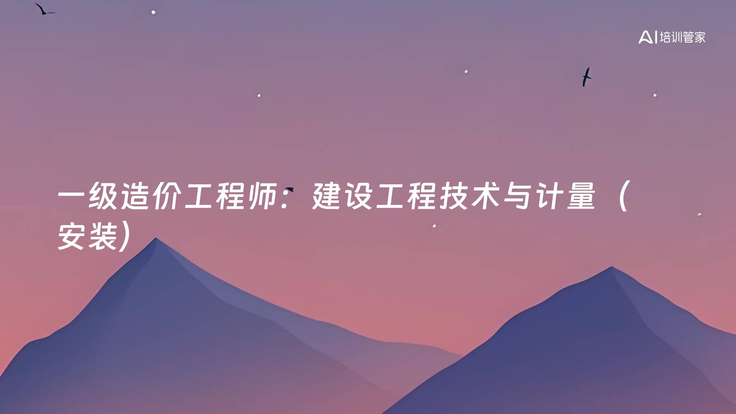 一级造价工程师：建设工程技术与计量（安装）