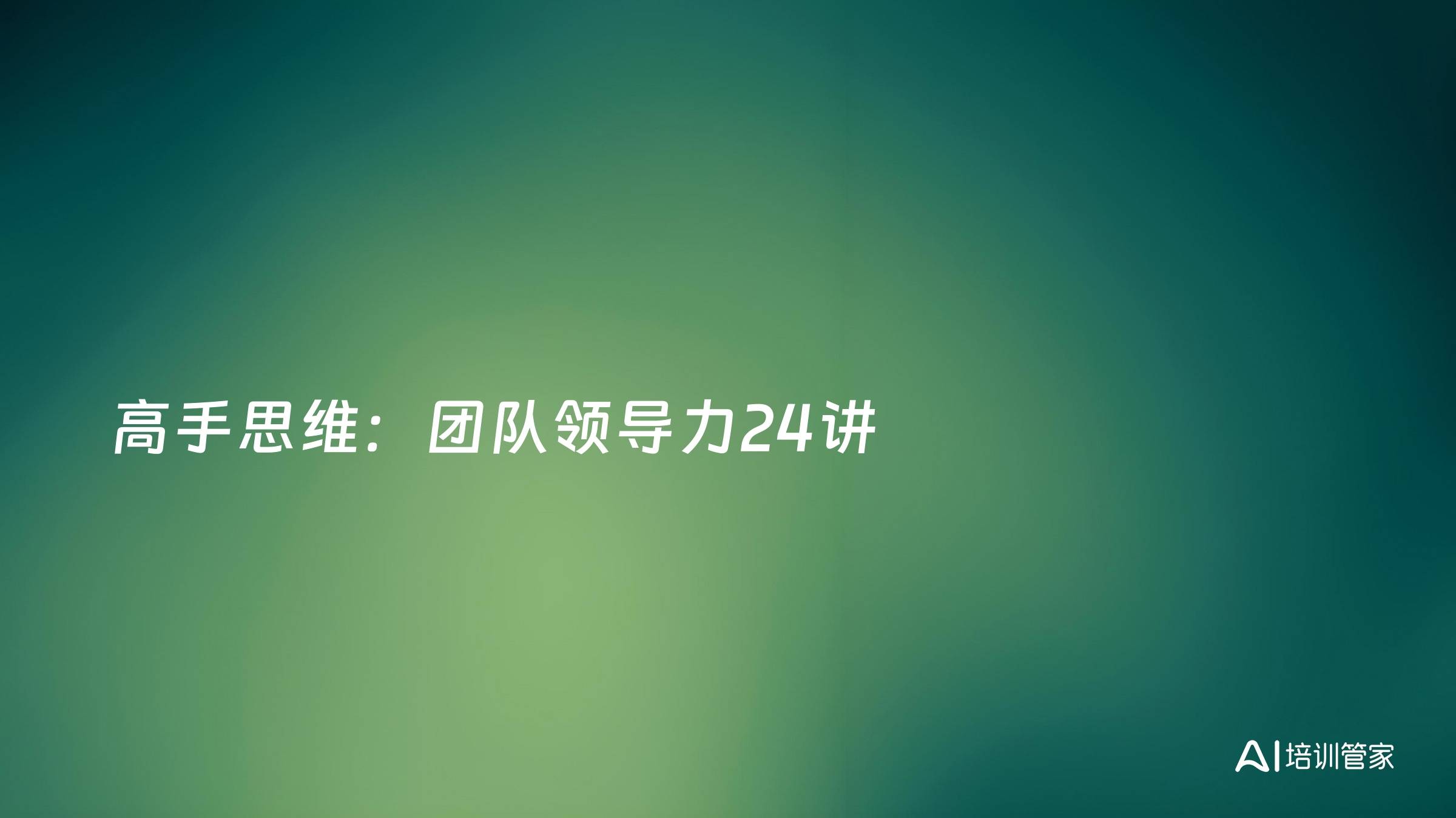 高手思维：团队领导力24讲