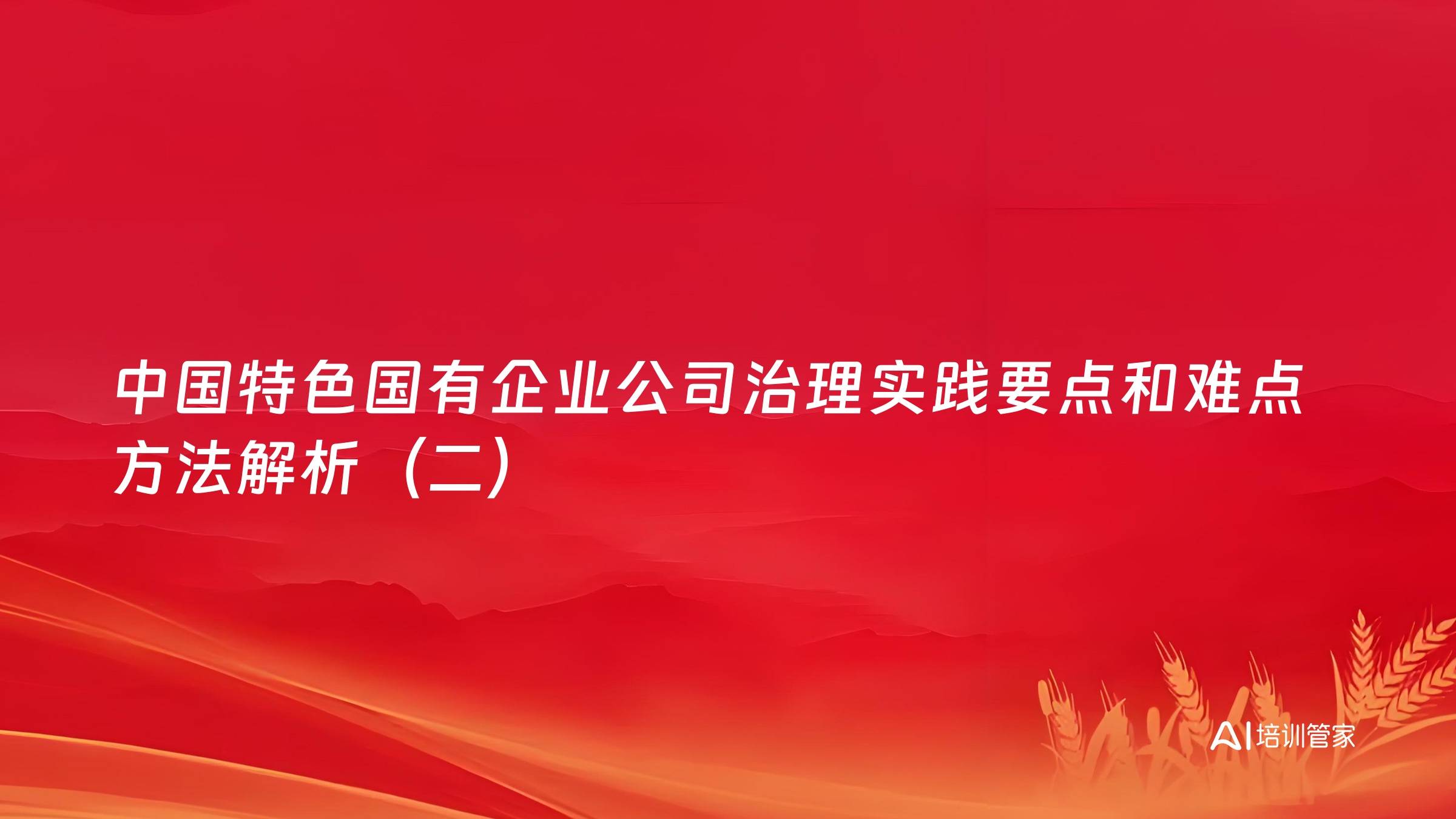 中国特色国有企业公司治理实践要点和难点方法解析（二）