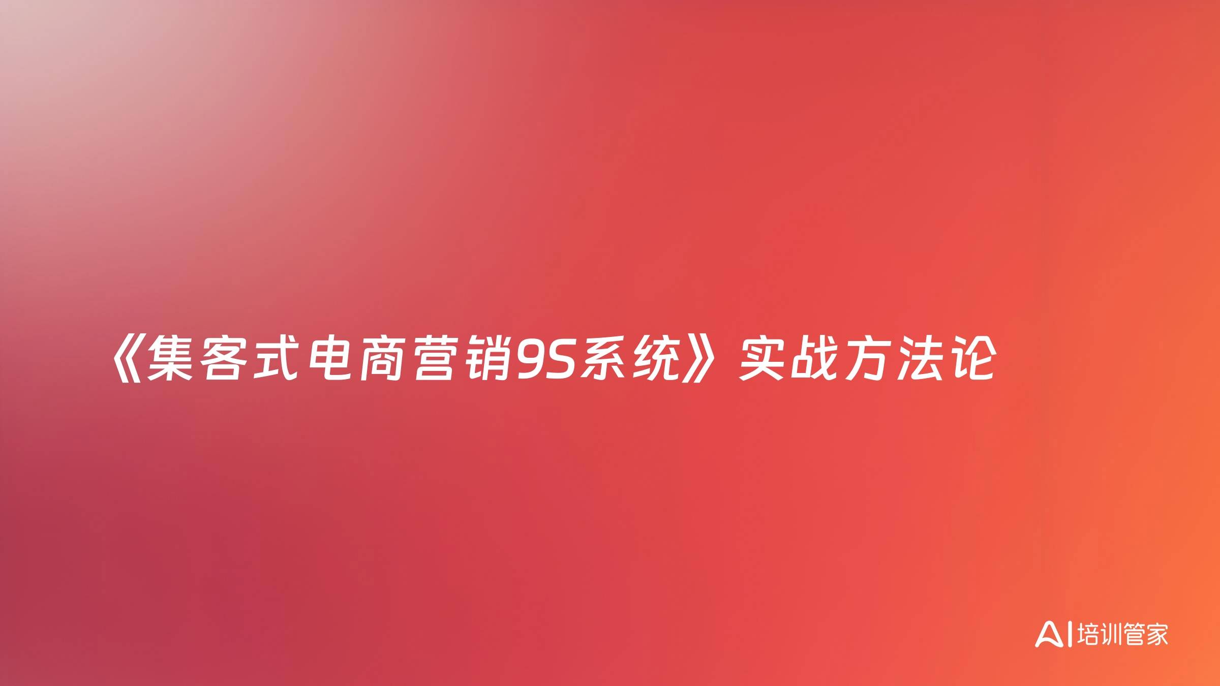 《集客式电商营销9S系统》实战方法论