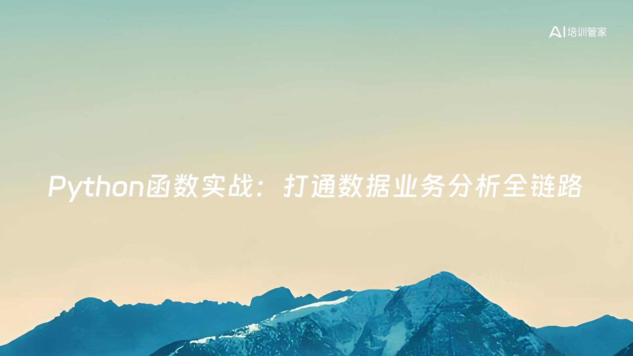 Python函数实战：打通数据业务分析全链路