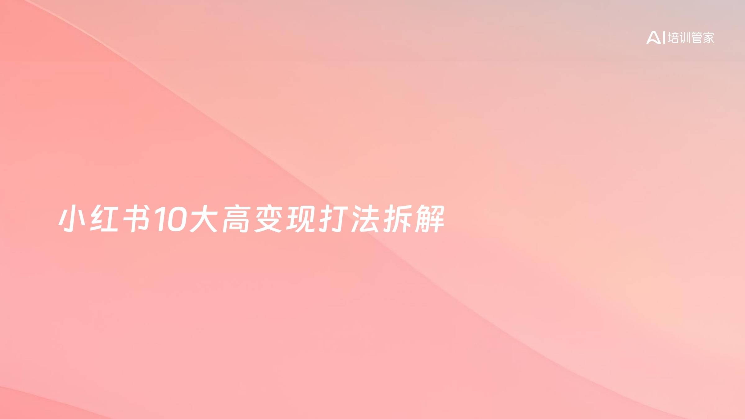 小红书10大高变现打法拆解
