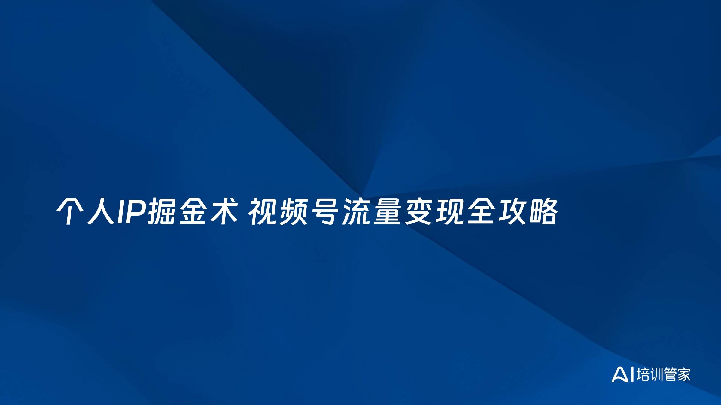 个人IP掘金术 视频号流量变现全攻略