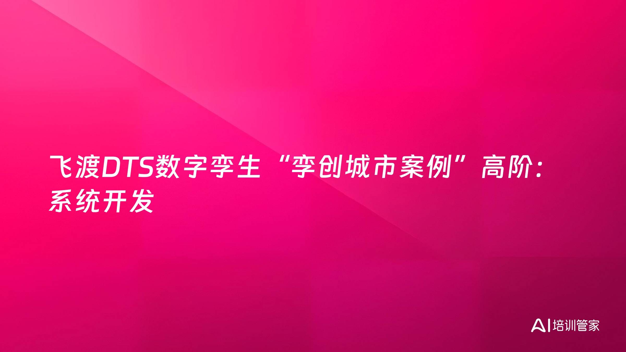 飞渡DTS数字孪生“孪创城市案例”高阶：系统开发